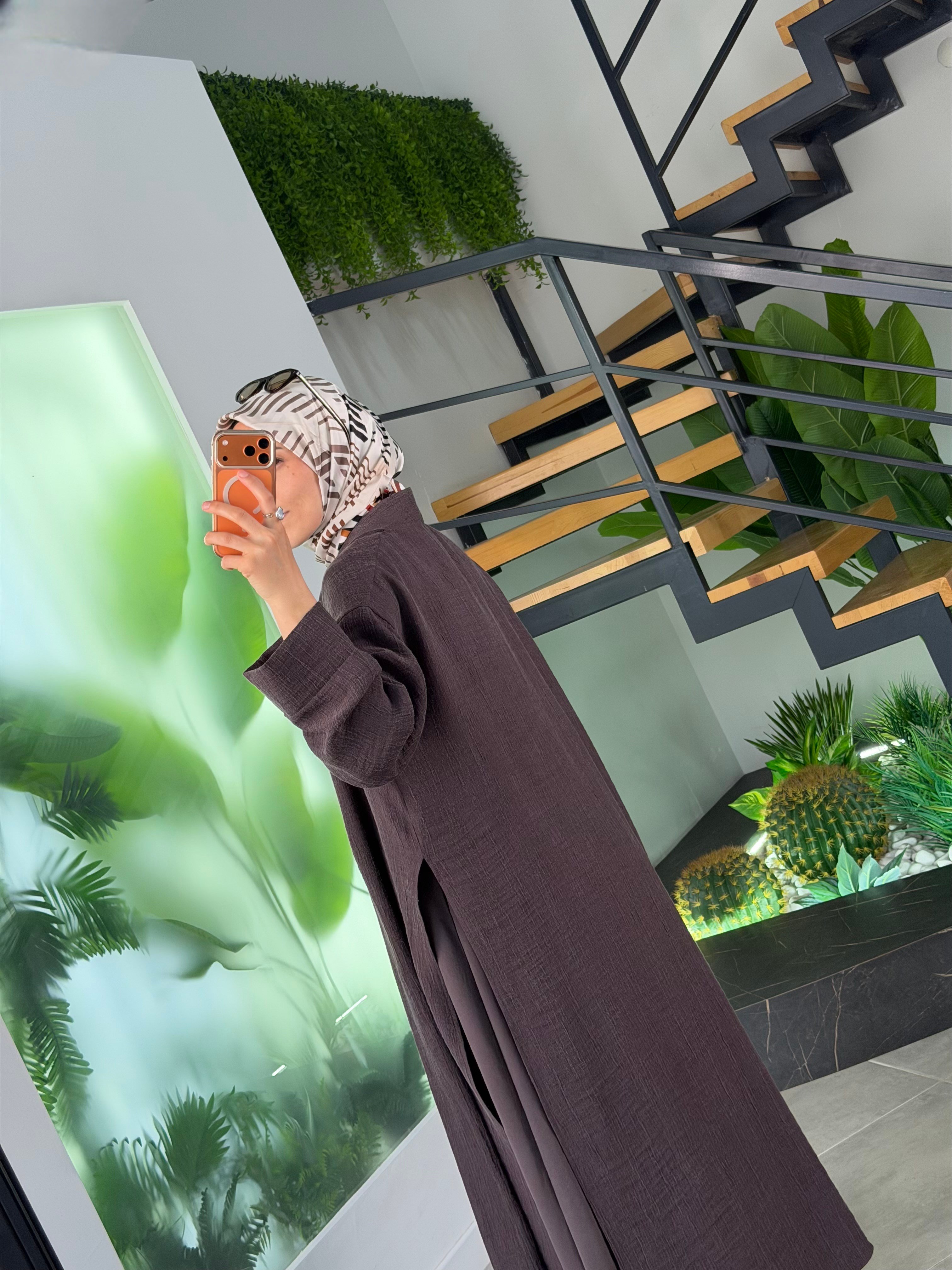 Avenna Soft Touch Elbise& Kimono Premium Takım 26YA628 Kahverengi