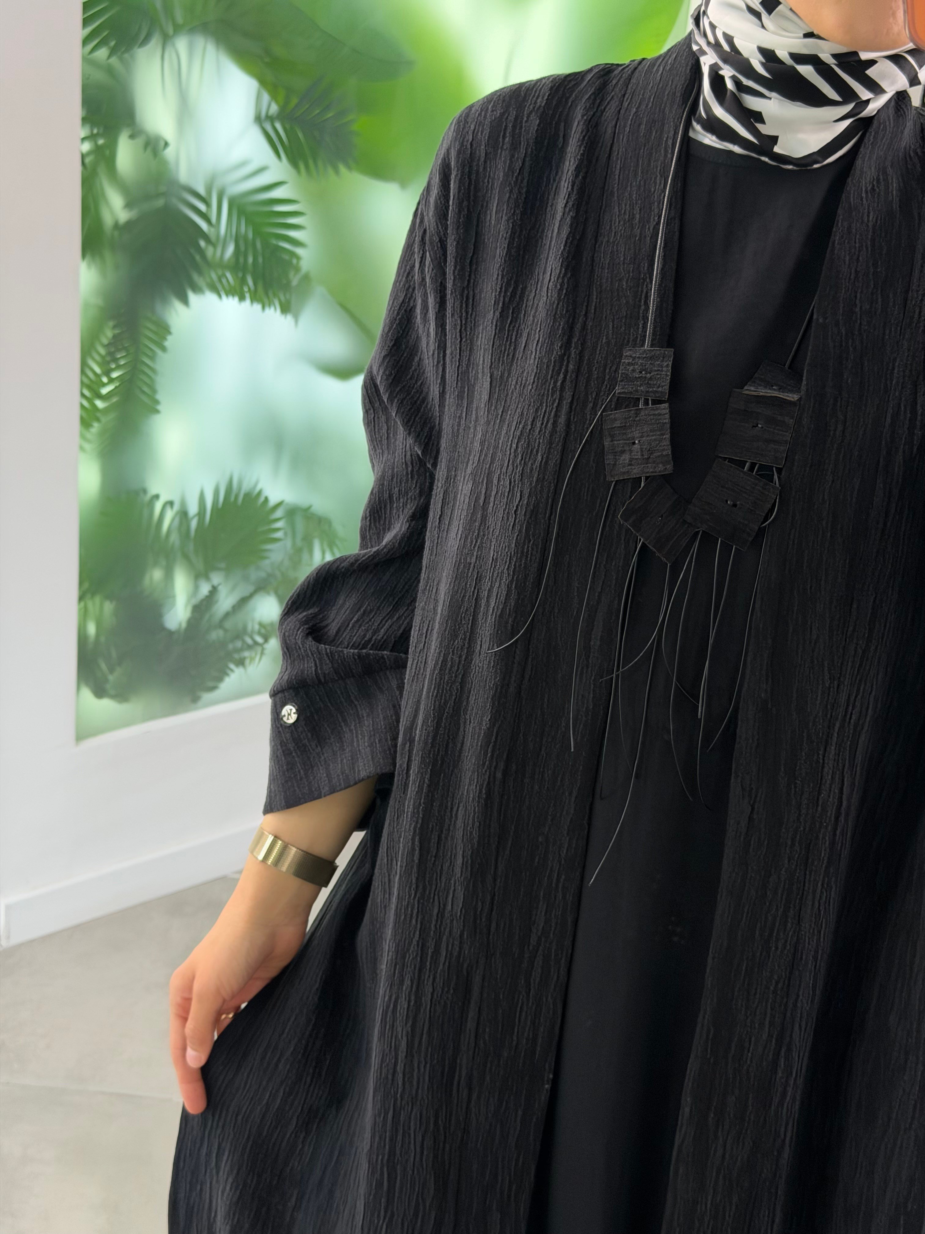 Avenna Soft Touch Elbise& Kimono Premium Takım 26YA628 Siyah