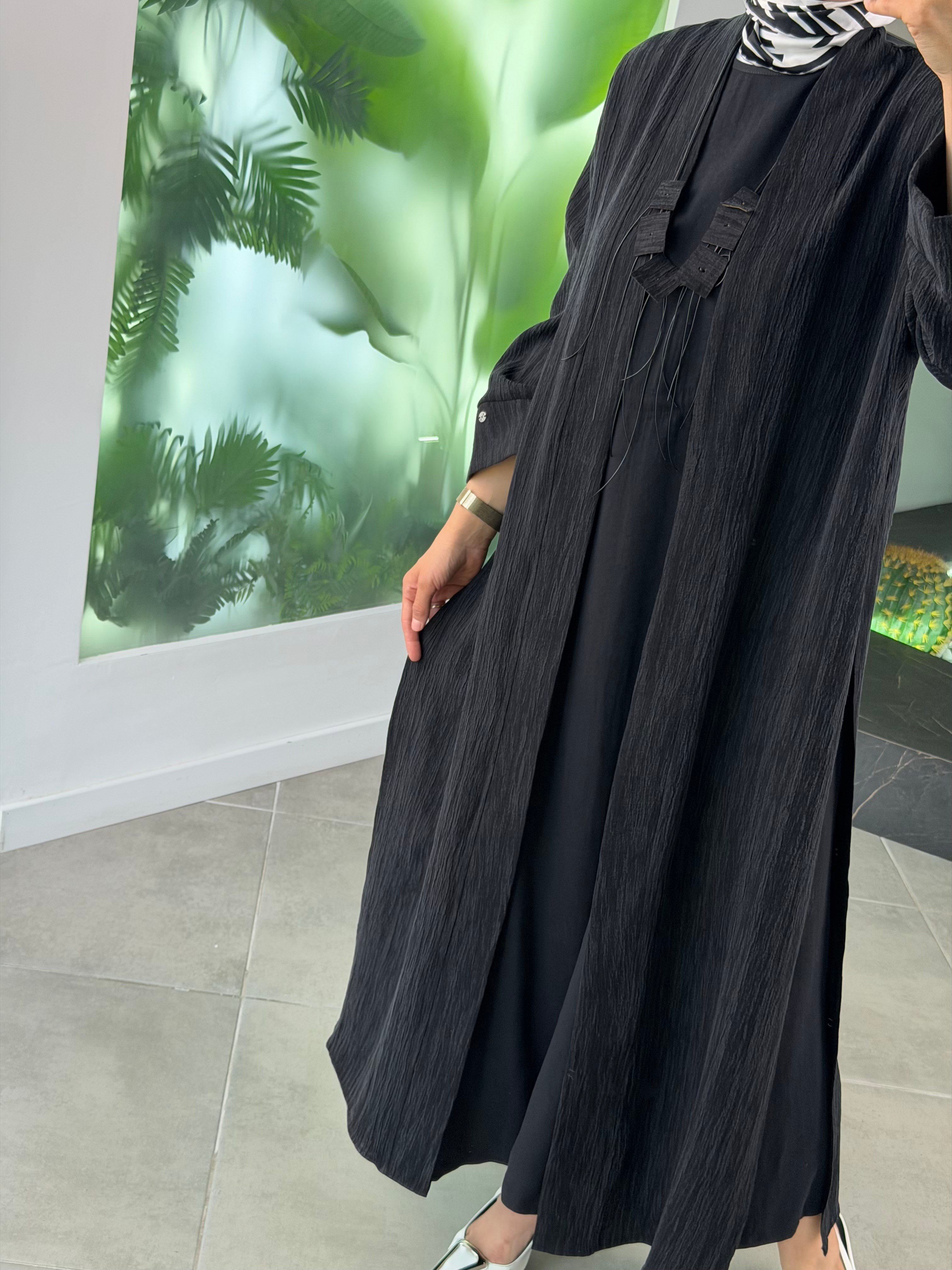 Avenna Soft Touch Elbise& Kimono Premium Takım 26YA628 Siyah