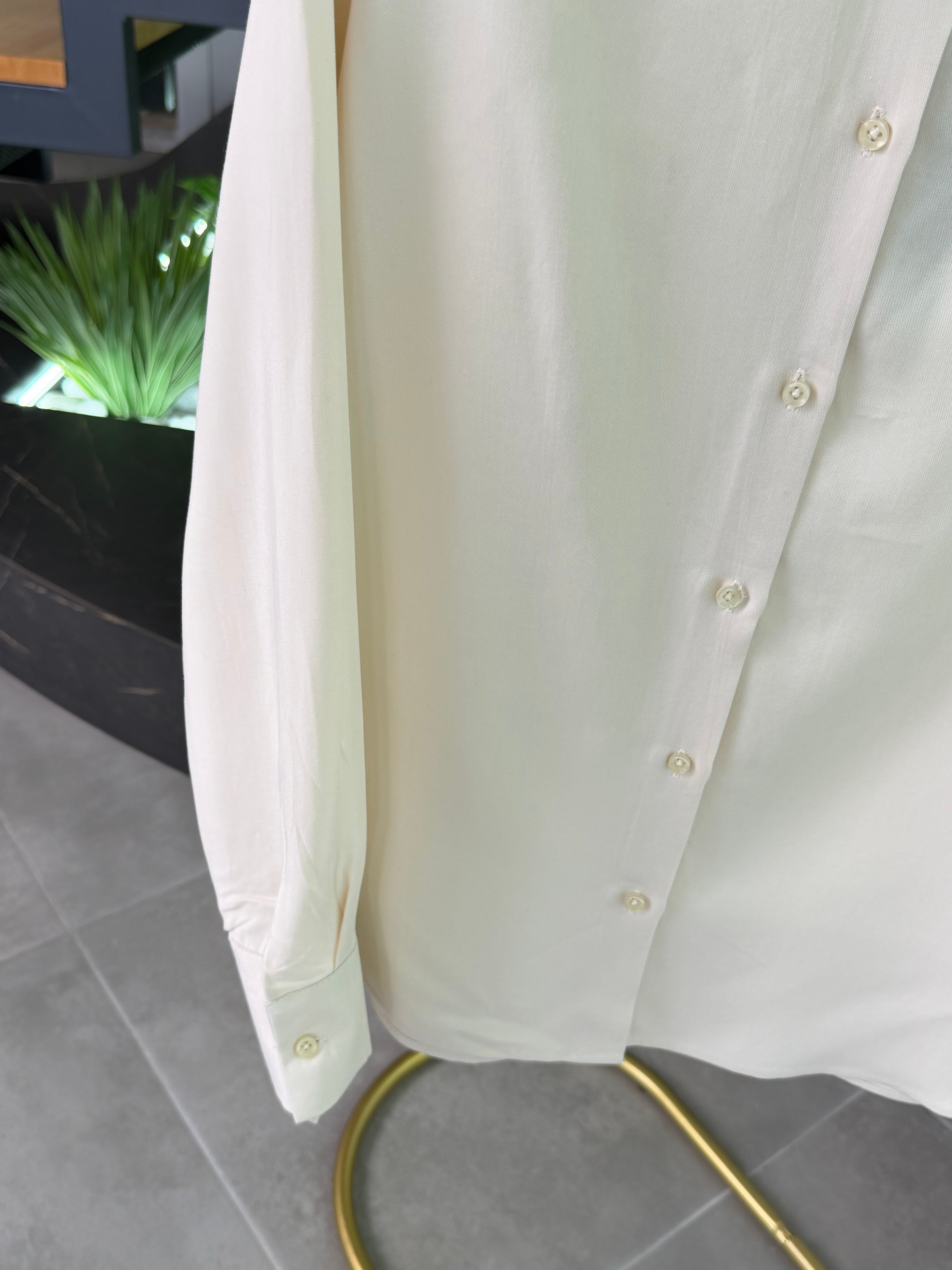 Bej Renk Lyocell  Kumaş Basıc Gömlek