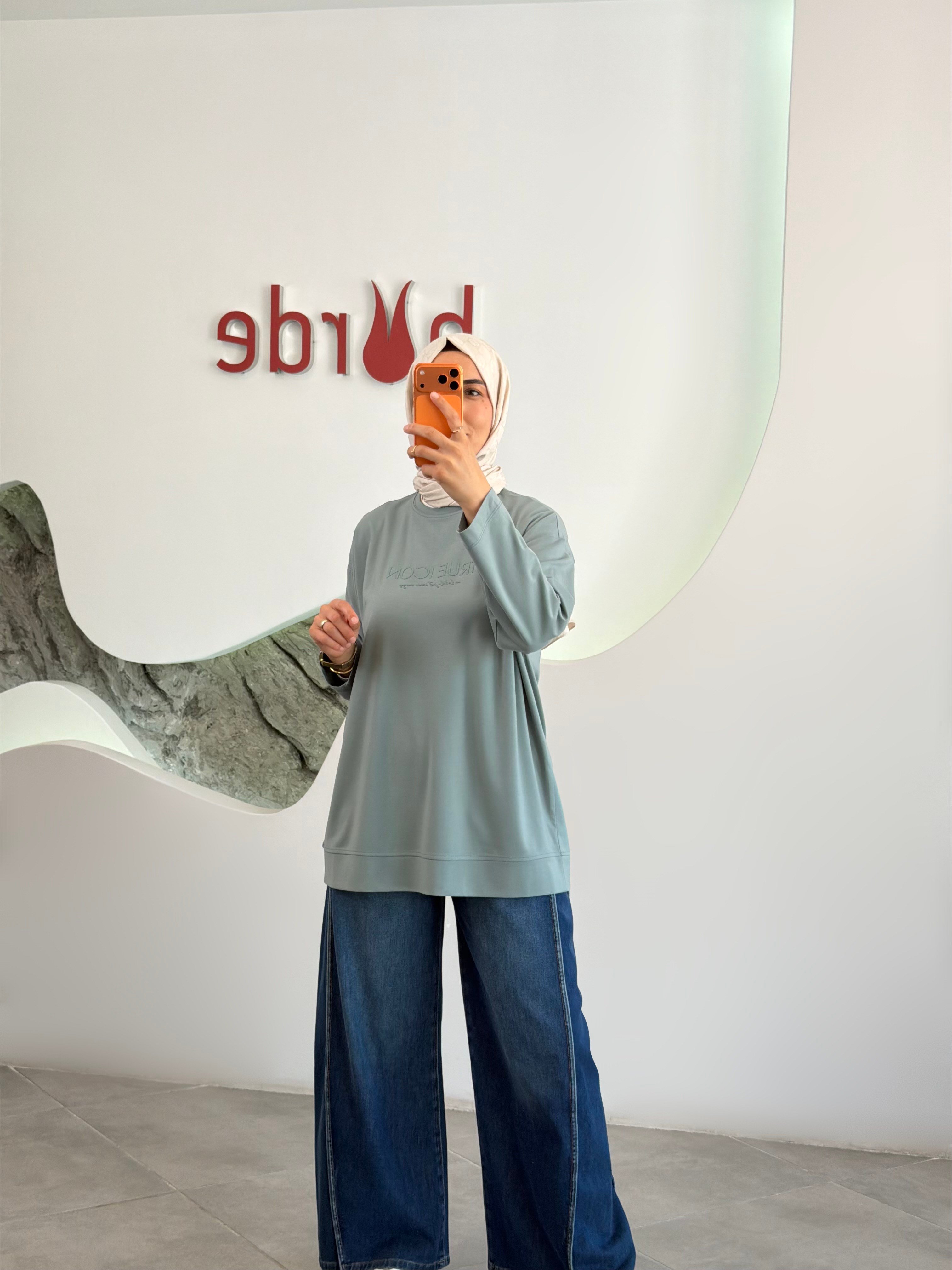 Çağla Renk Tonaton Baskılı Basic S-Shirt