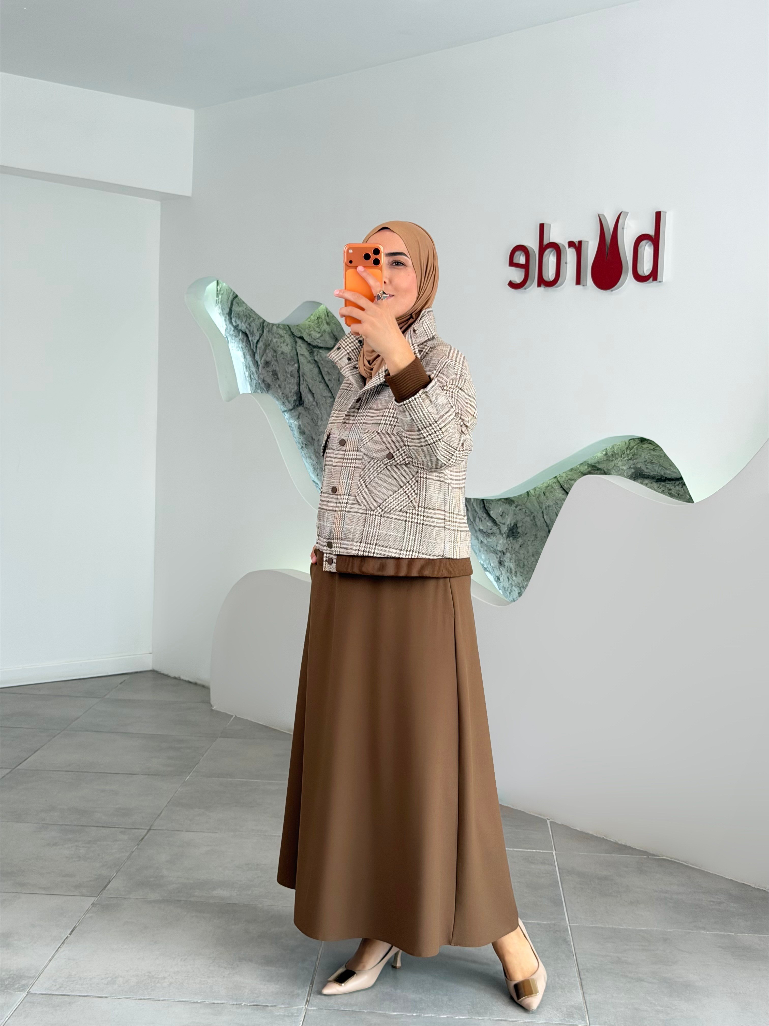 Ceketi Ekoseli Desenli Takım