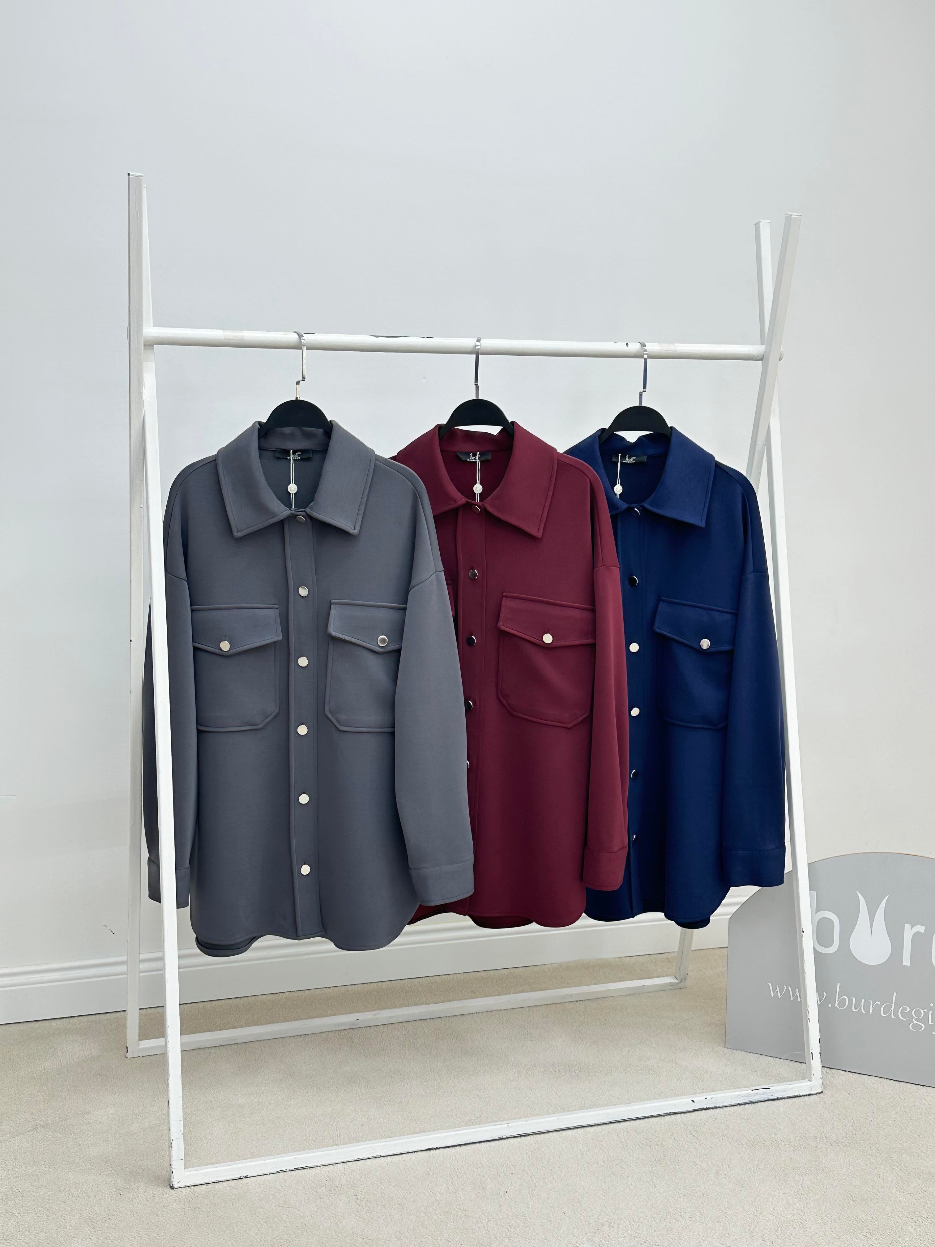 Cepli Oversize Antrasit Renk Kadın Shacket