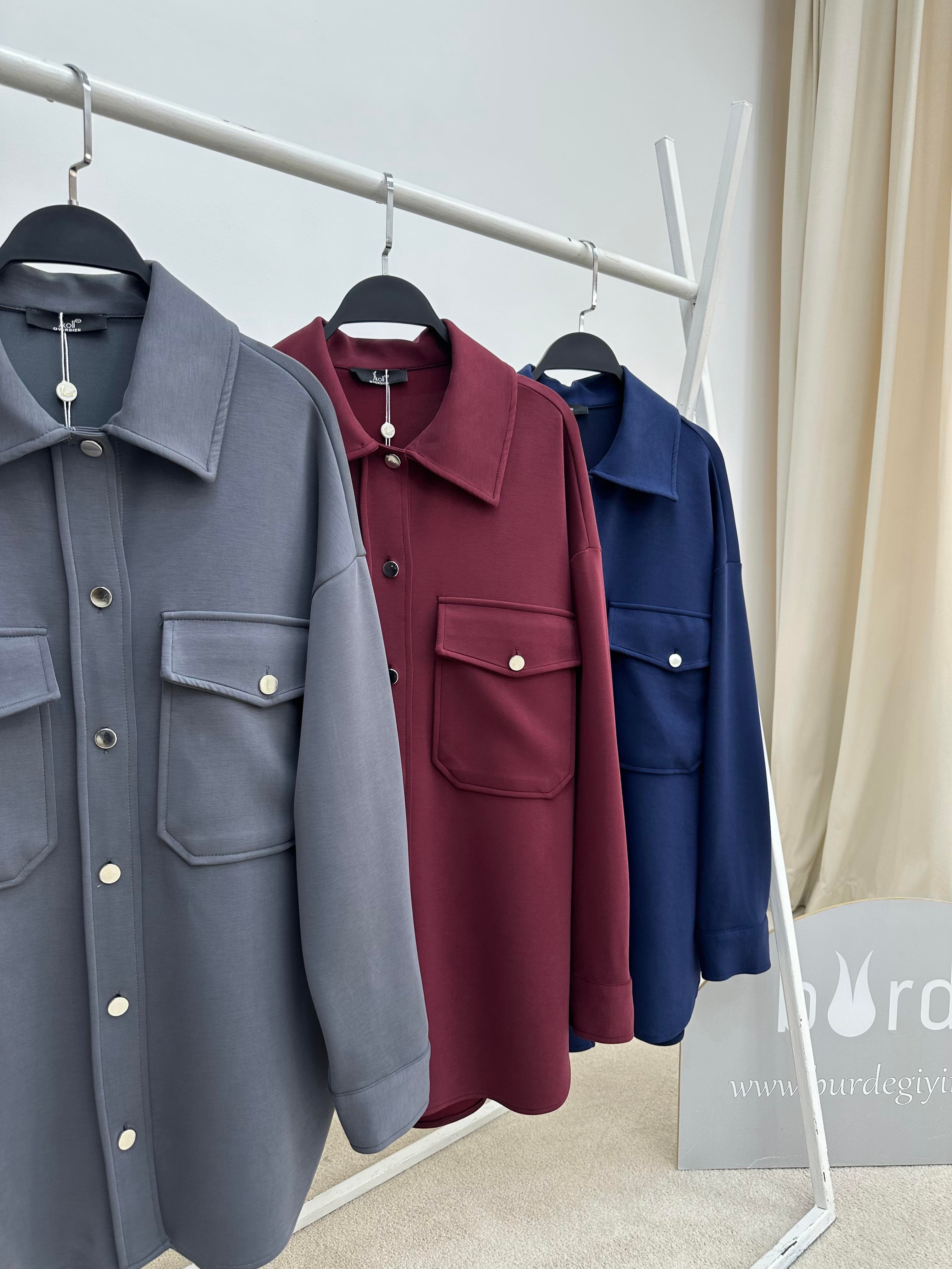 Cepli Oversize Antrasit Renk Kadın Shacket