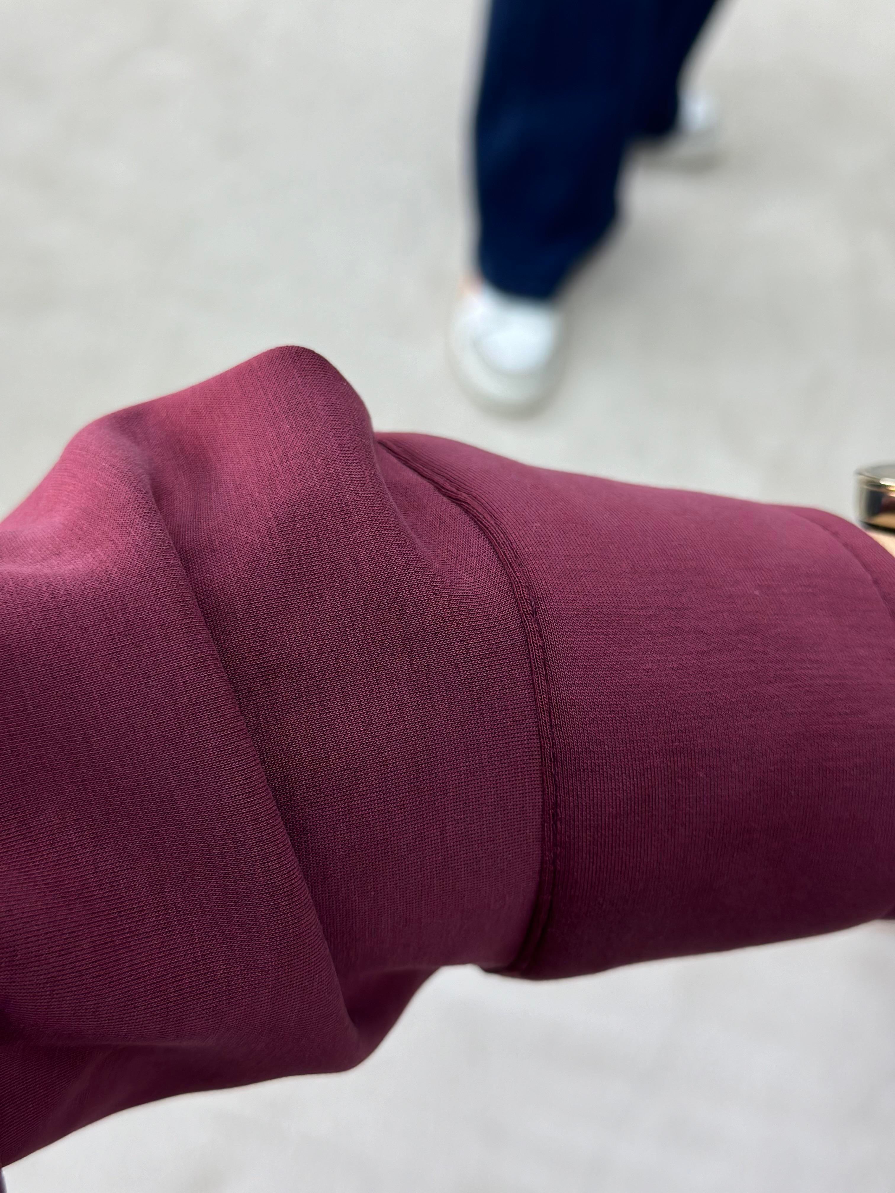 Cepli Oversize Bordo Renk Kadın Shacket