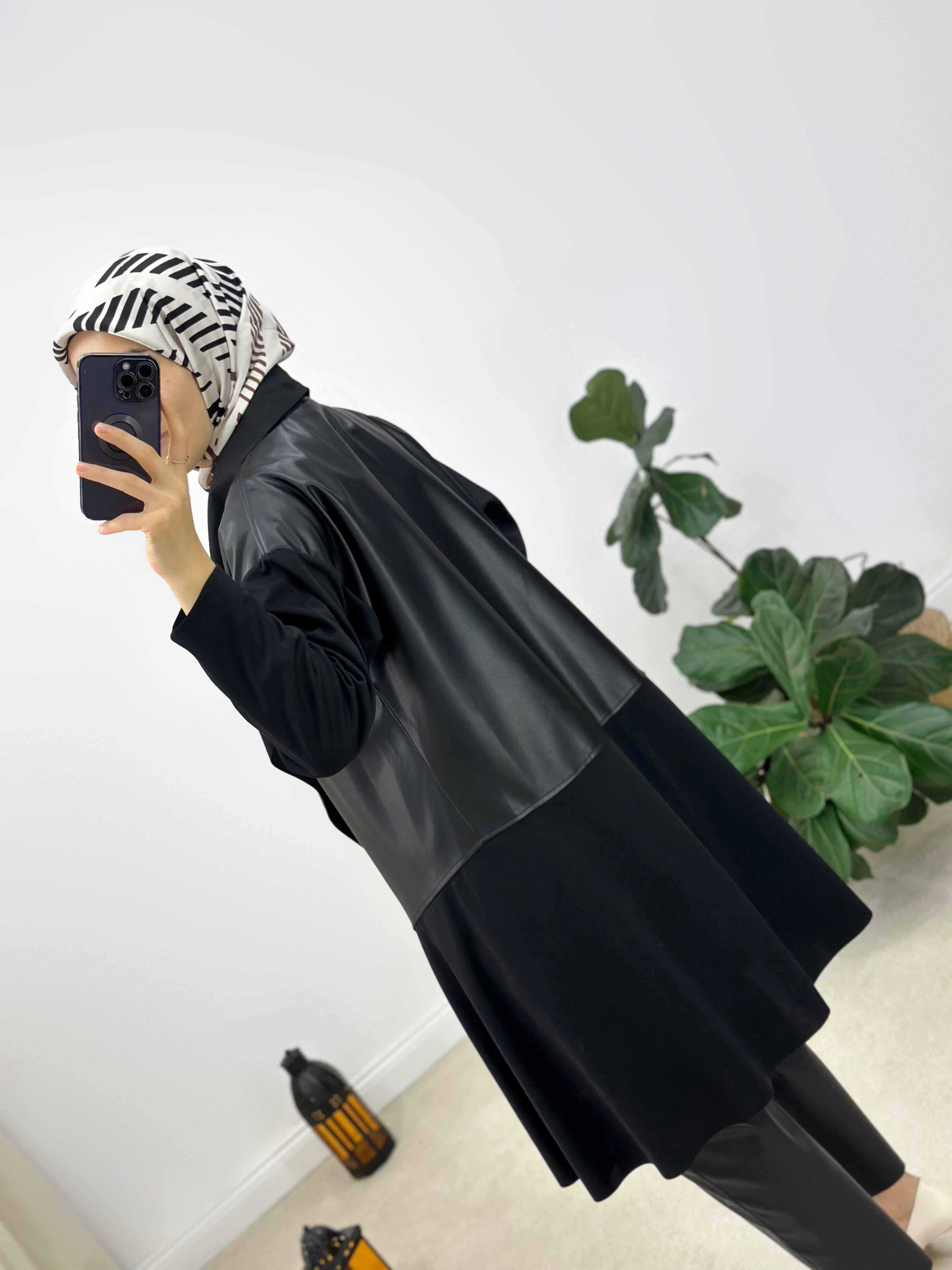 Deri Ve Örme Çelik Örme Kumaş Garnili Giy-Çık Hırka