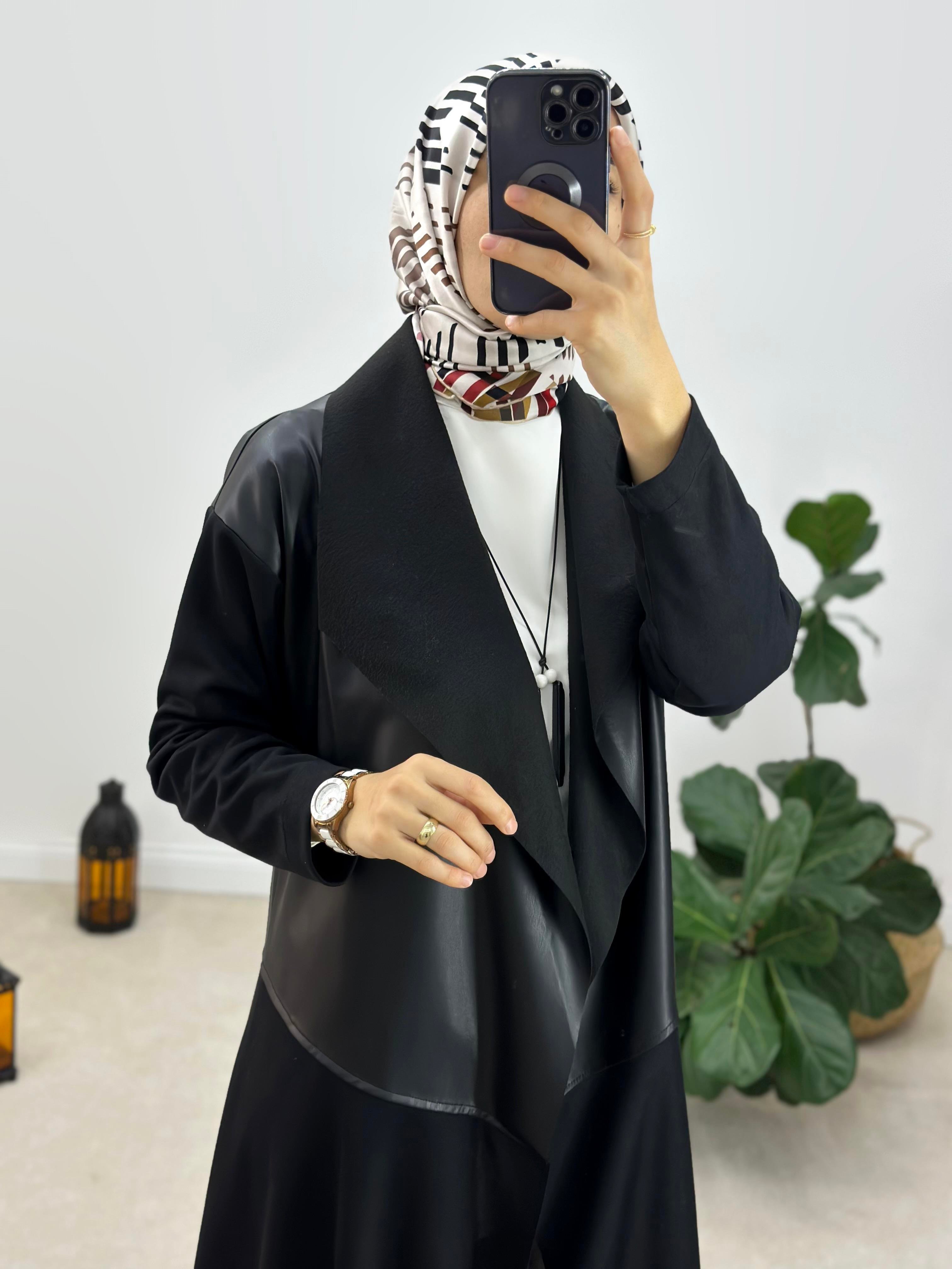 Deri Ve Örme Çelik Örme Kumaş Garnili Giy-Çık Hırka