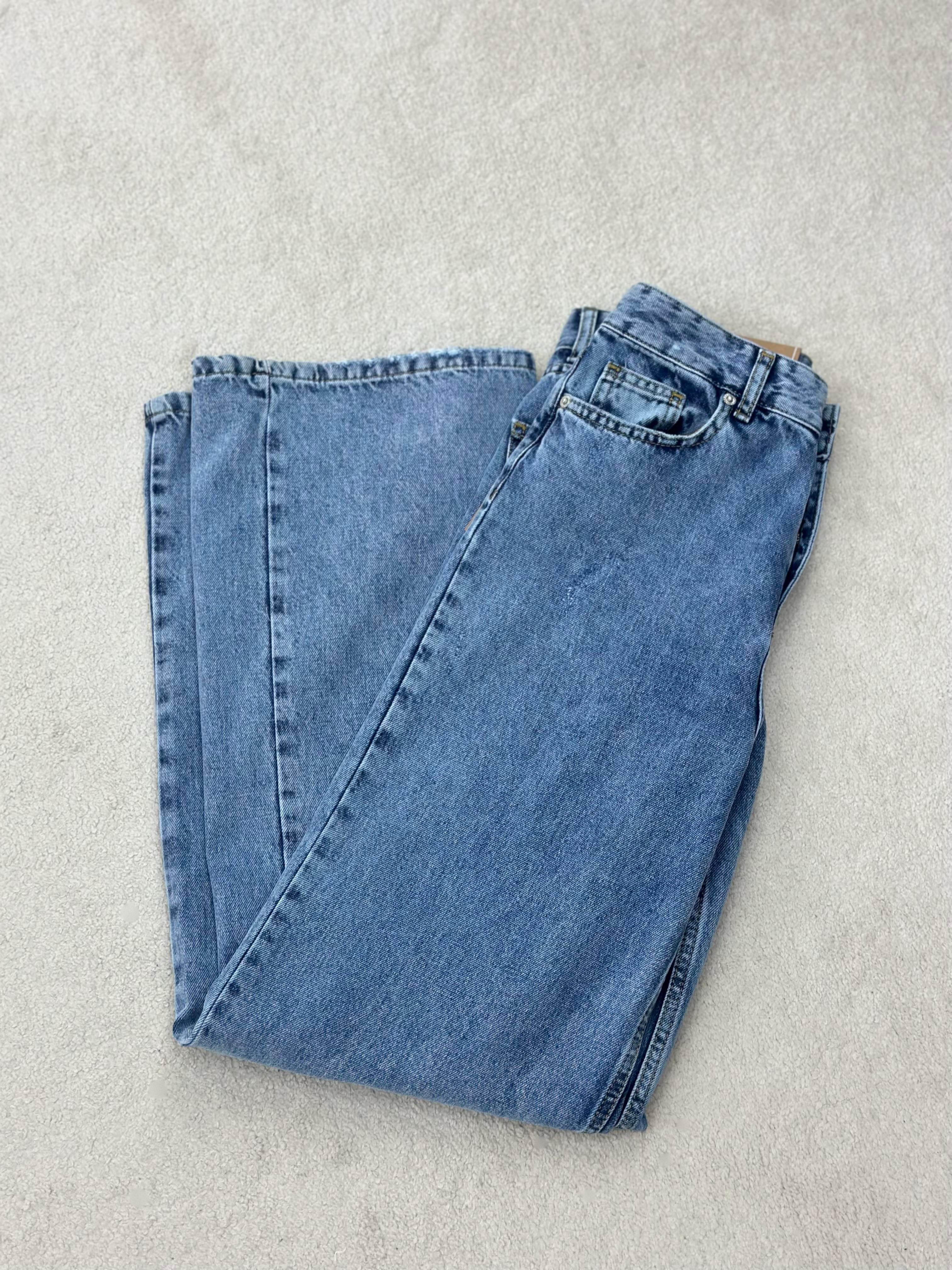 Eskitme Bol Paça Yüksek Bel Jean Pantolon
