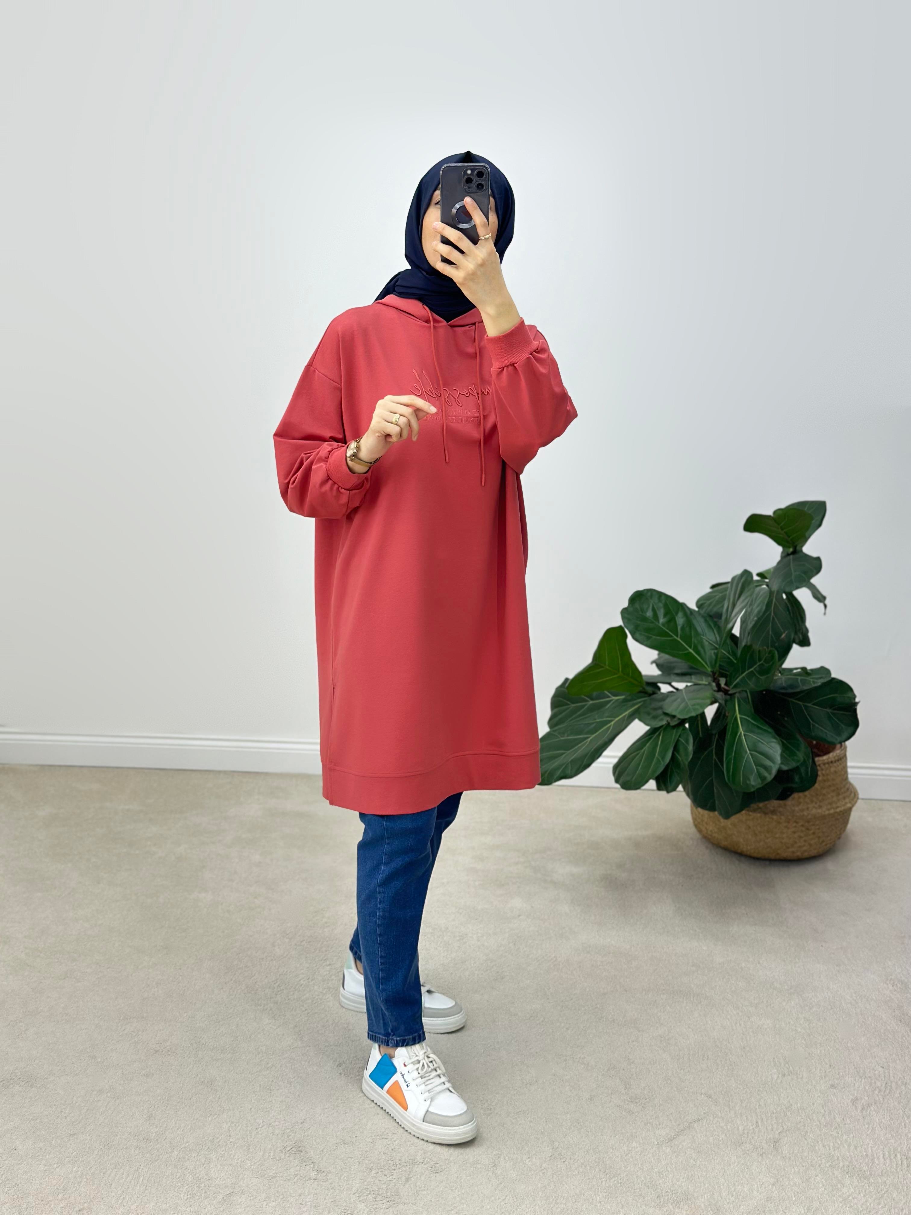 İkoll Toneton Nakışlı İki İplik Uzun Sweatshirt