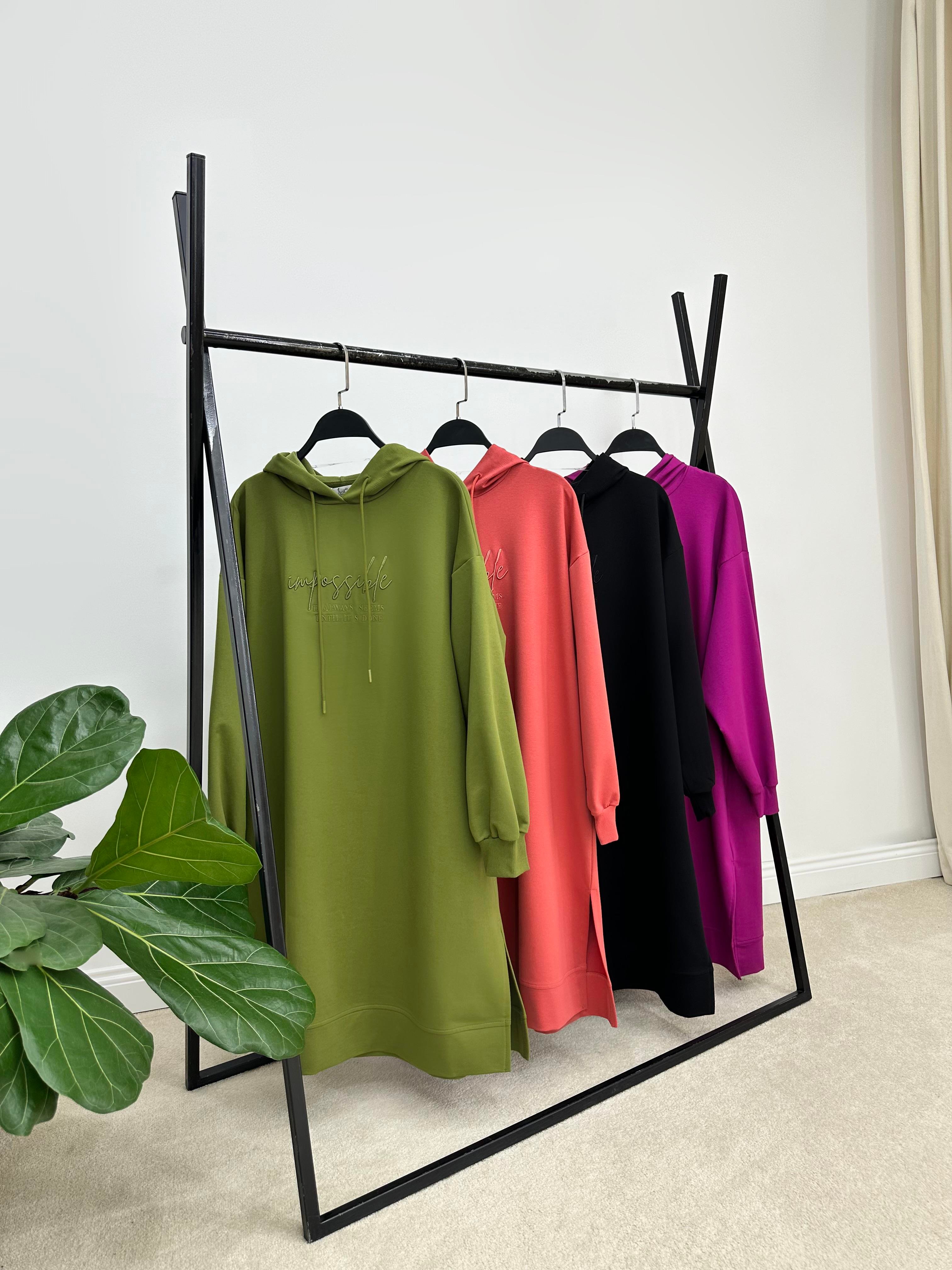 İkoll Toneton Nakışlı İki İplik Uzun Sweatshirt