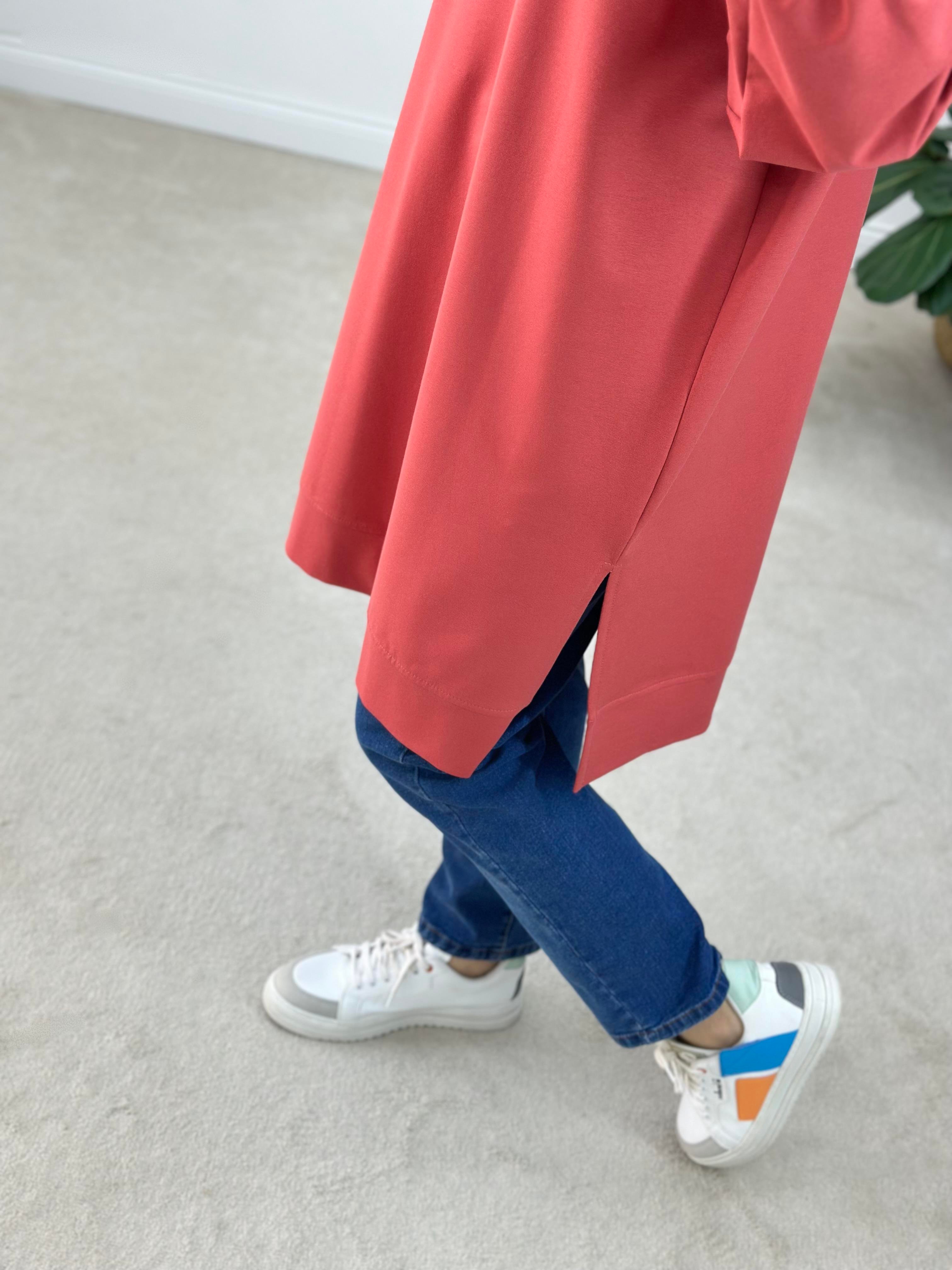 İkoll Toneton Nakışlı İki İplik Uzun Sweatshirt