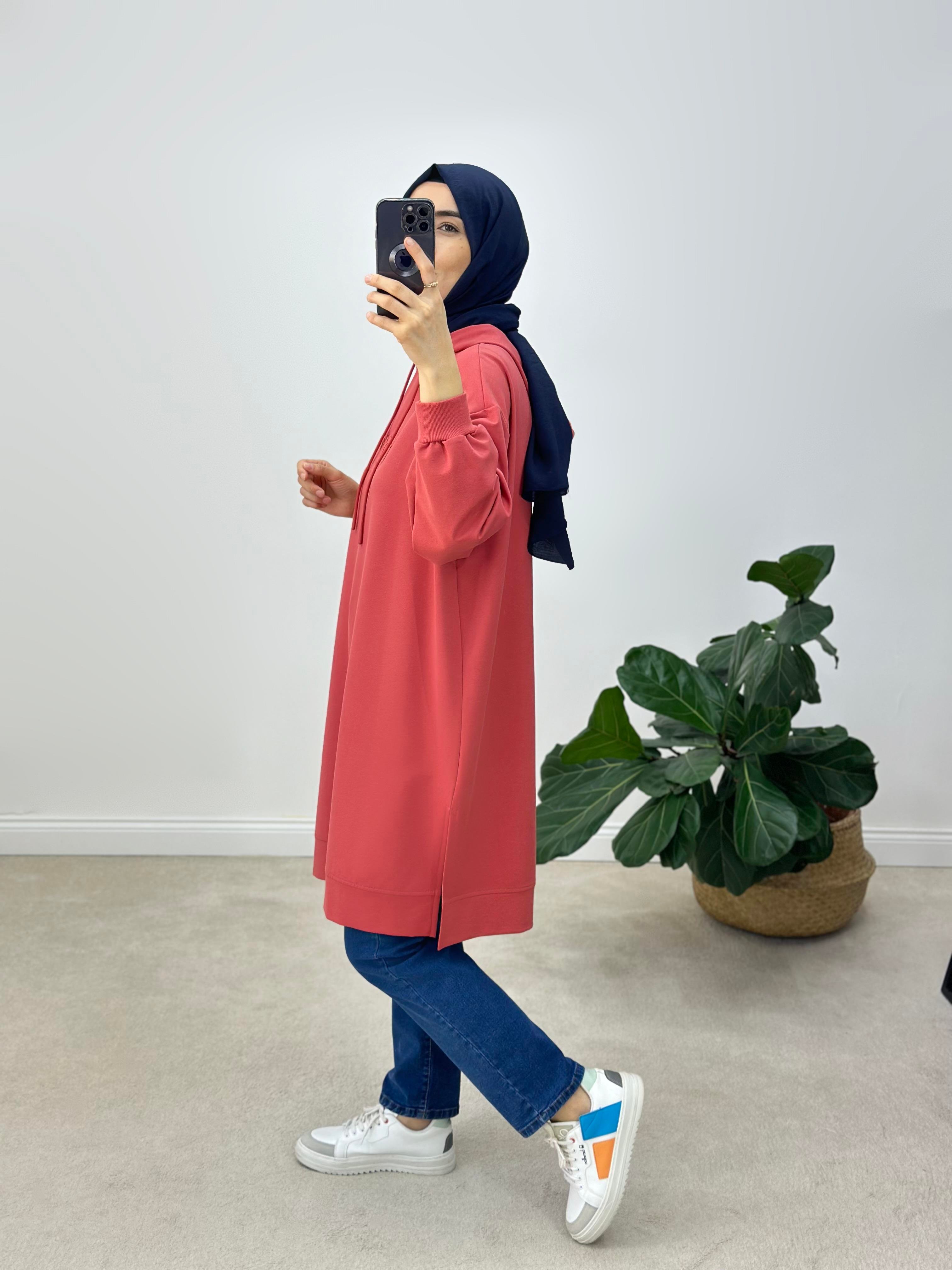 İkoll Toneton Nakışlı İki İplik Uzun Sweatshirt