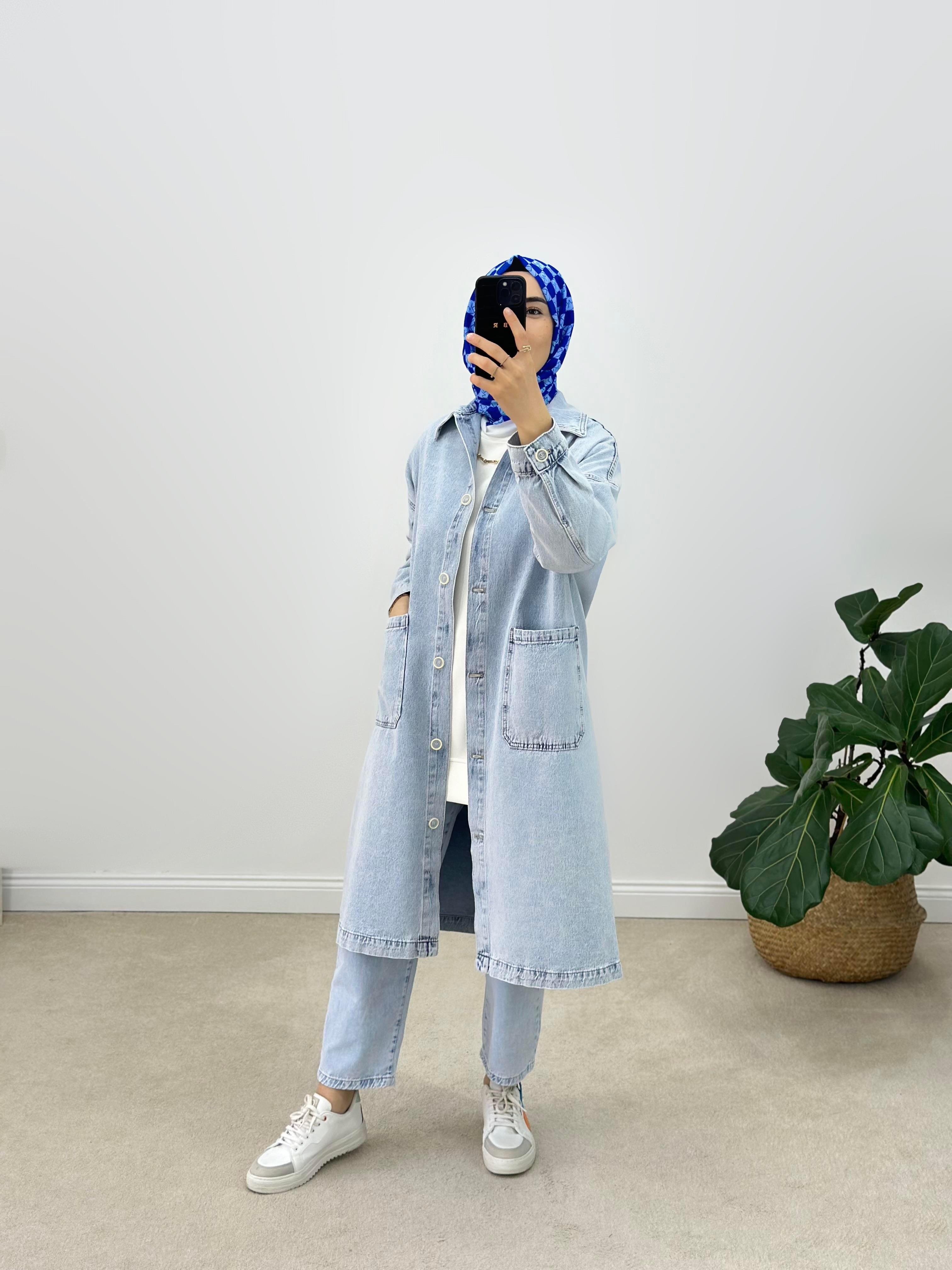 İkoll Yıkamalı Oversize Denim Kap