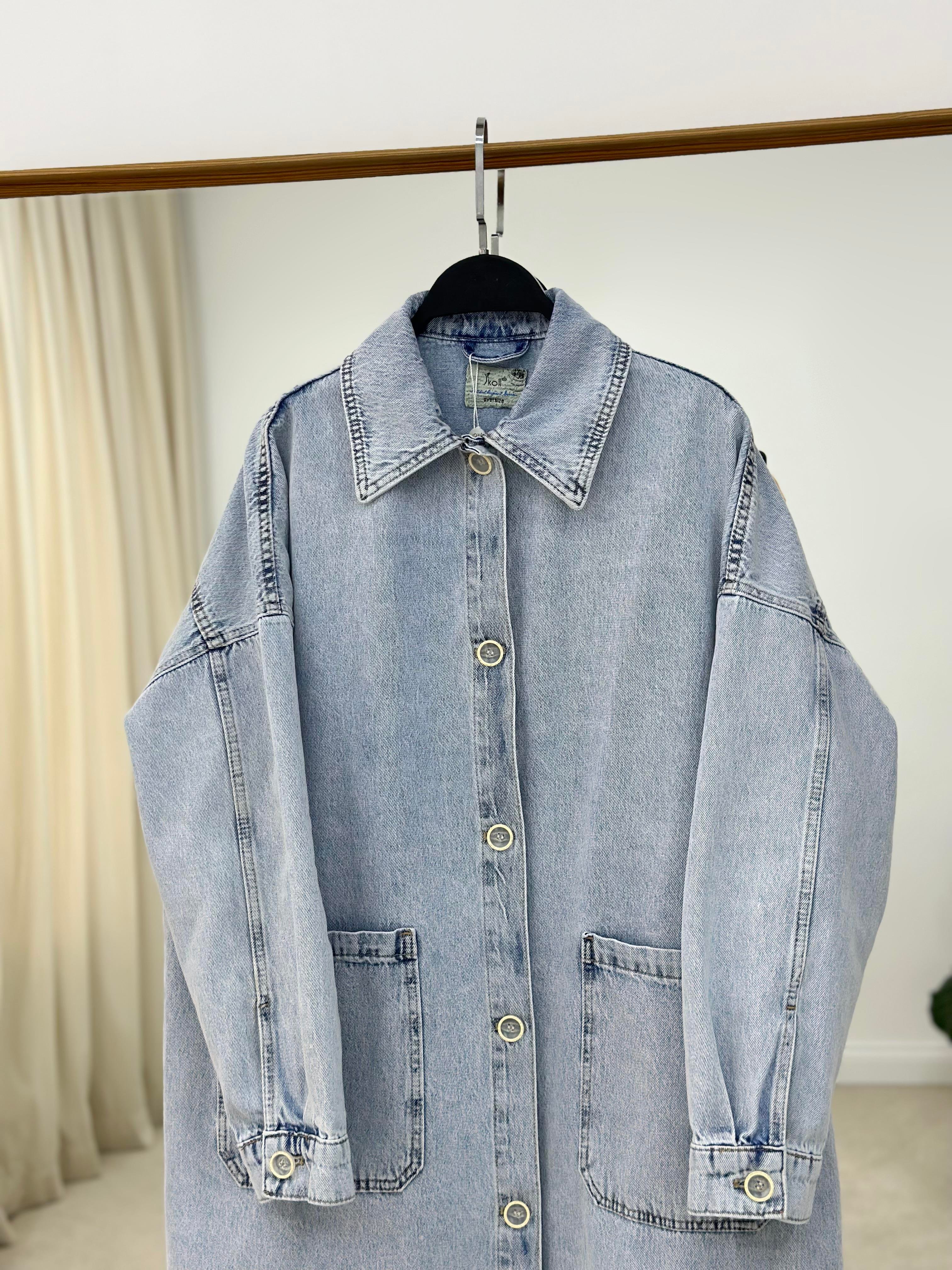 İkoll Yıkamalı Oversize Denim Kap