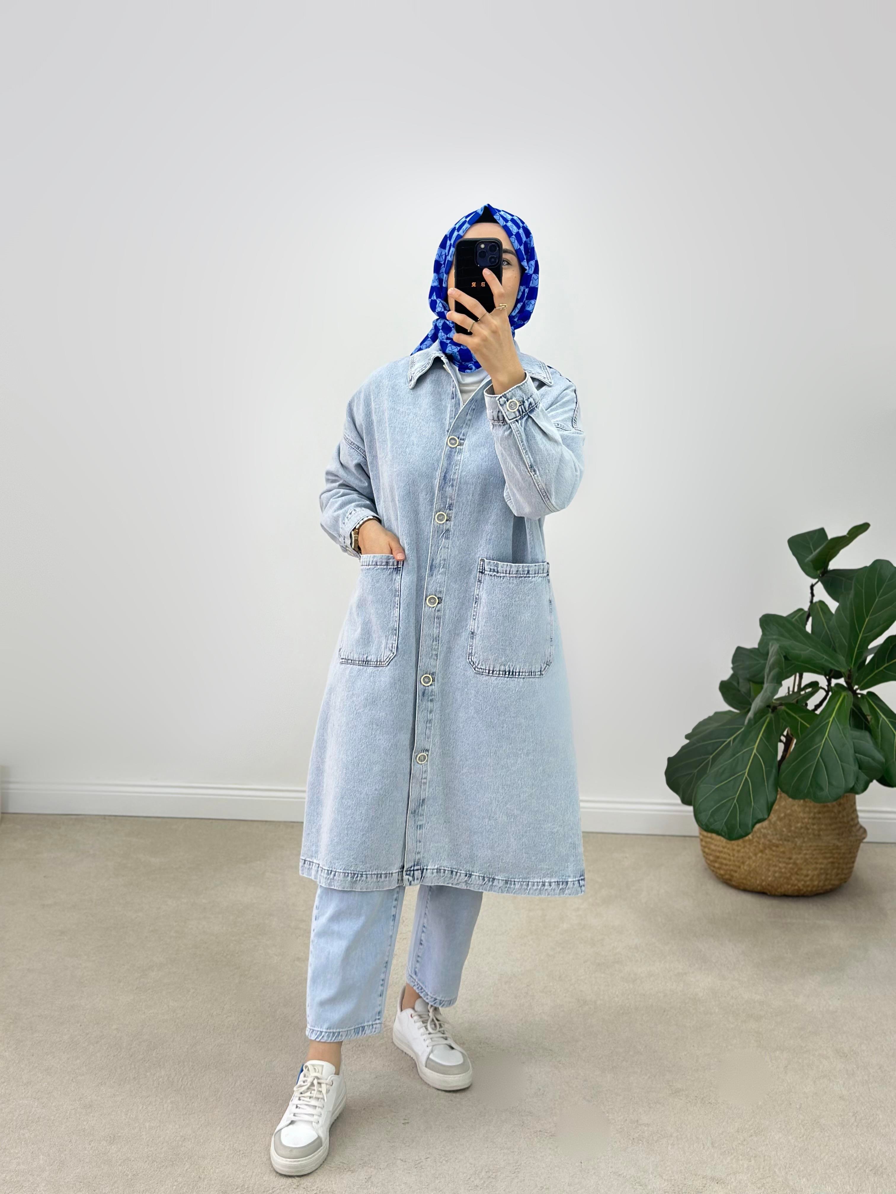 İkoll Yıkamalı Oversize Denim Kap