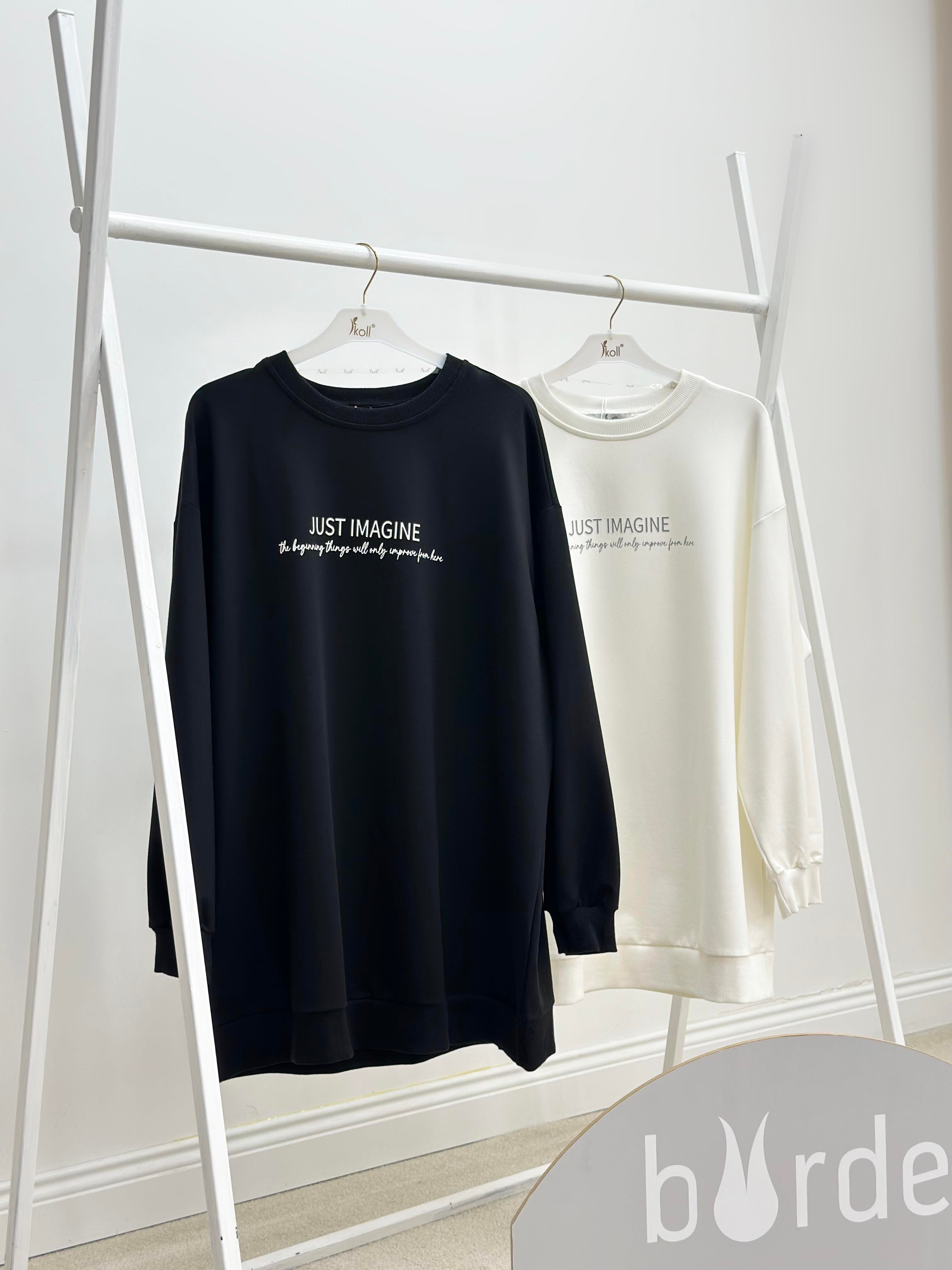 Kabaran Detaylı Baskılı Sweatshirt