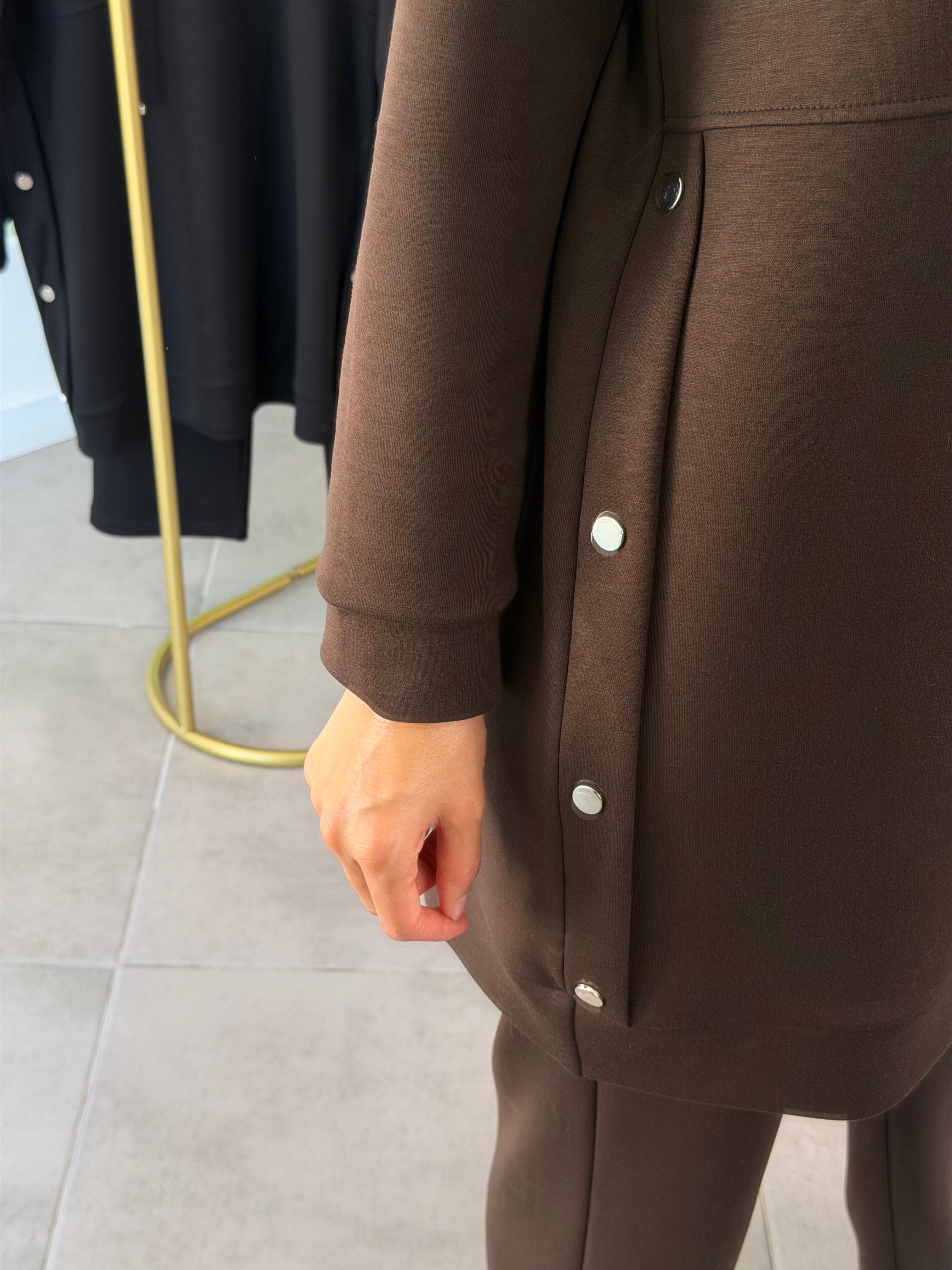 Kahve Renk Çıtçıt Detaylı Oysho Takım