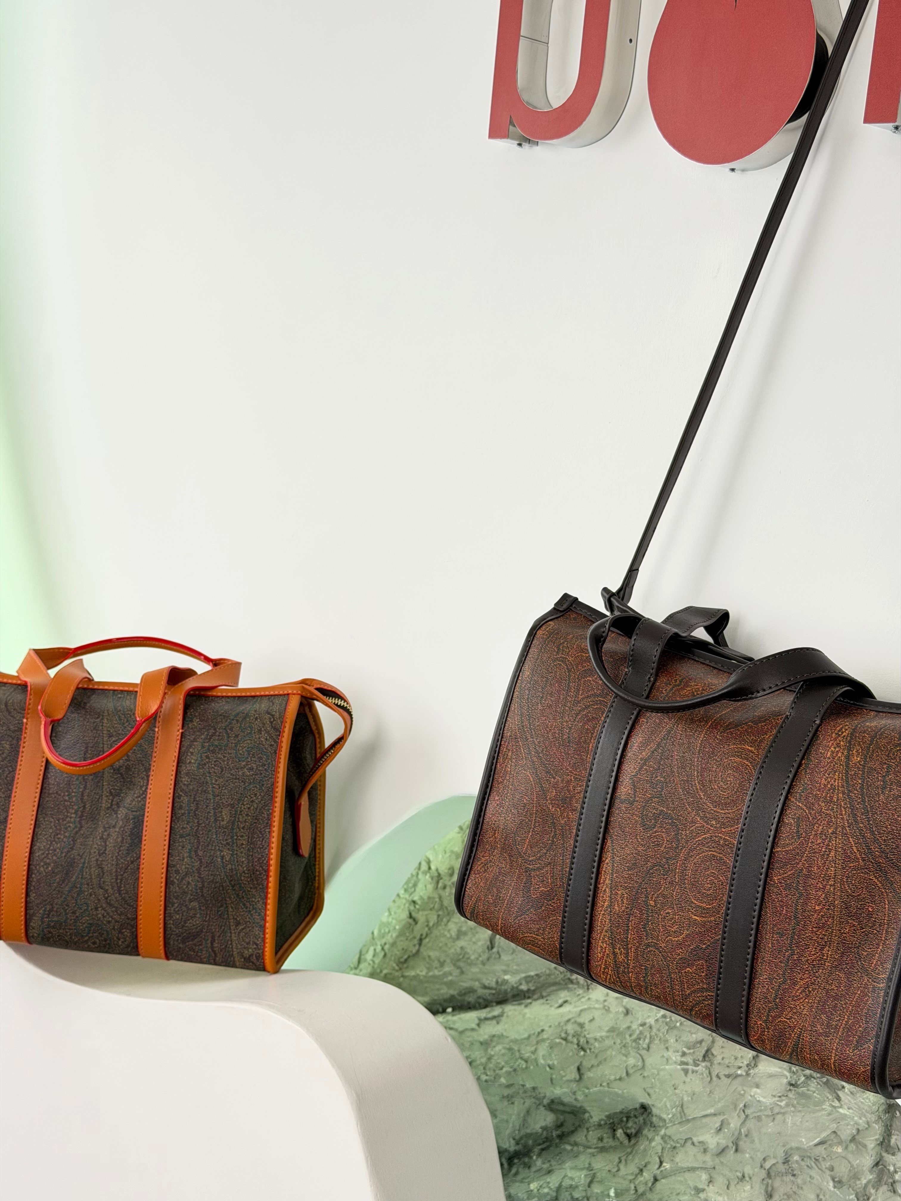 Kahve Renk Etnik Desen Premium El Çantası