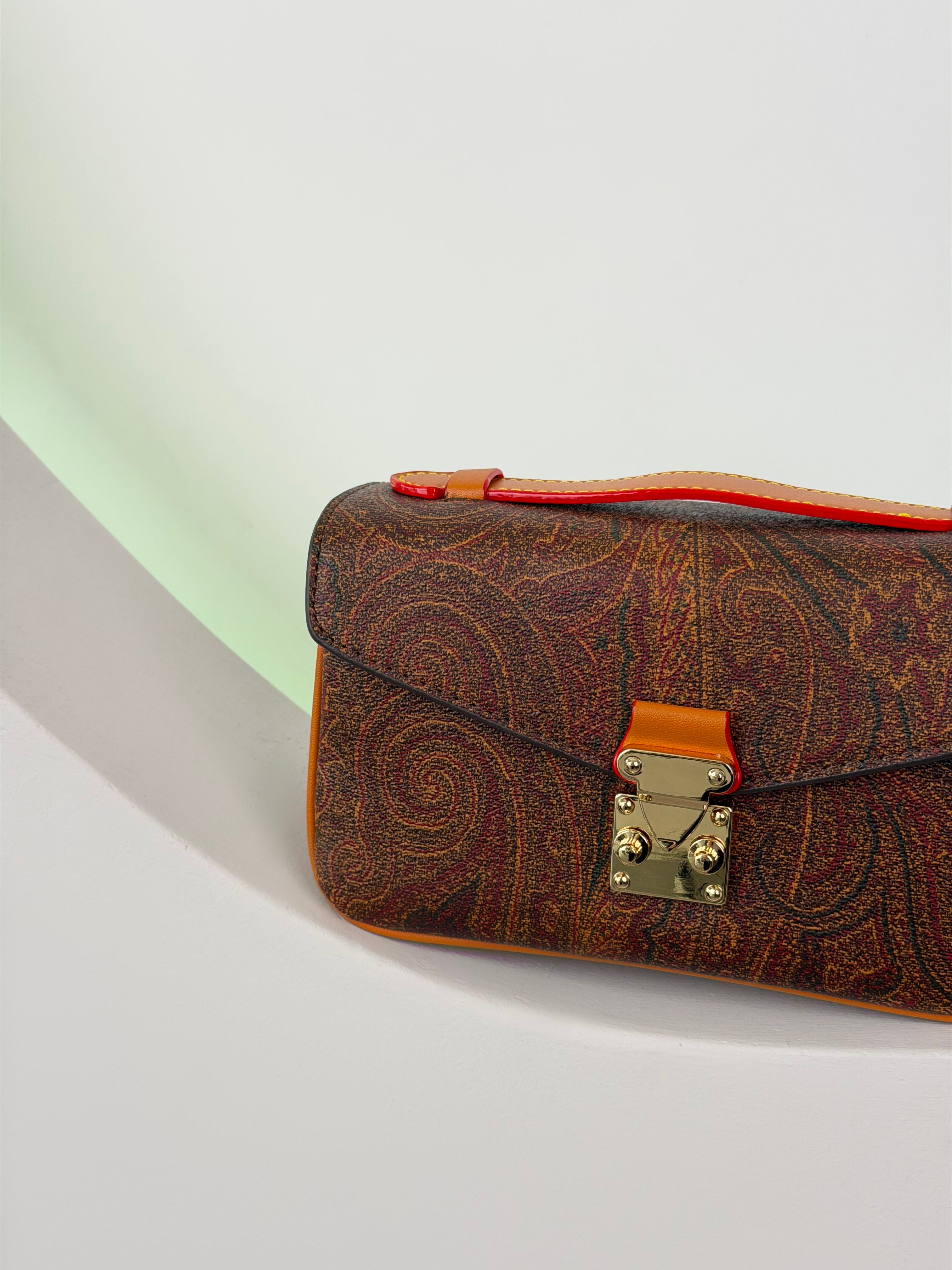 Kahve Renk Etnik Desen Premium Mini Çanta
