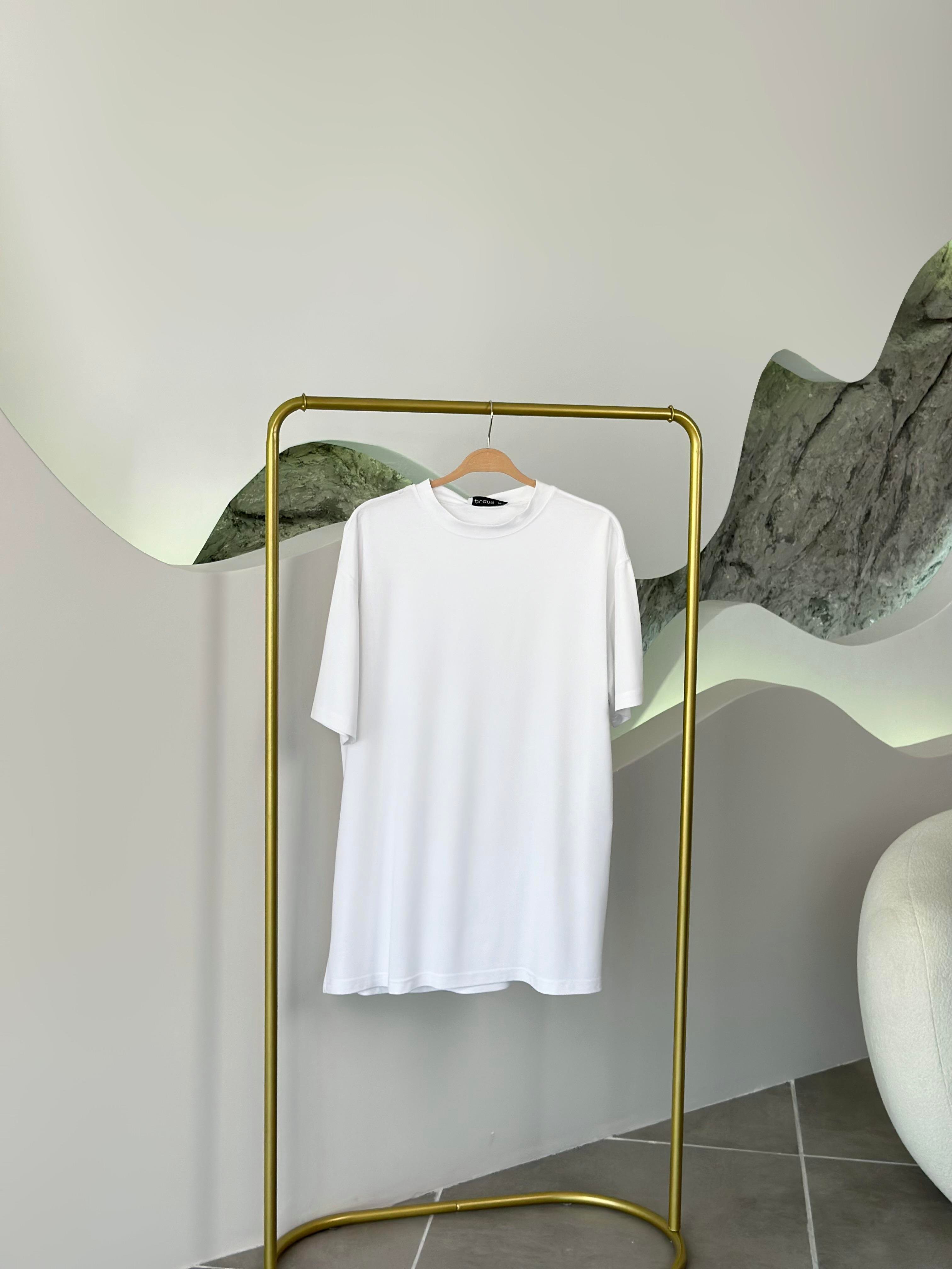 Kısa Kollu Ekru Renk Kadın İçlik T-shirt