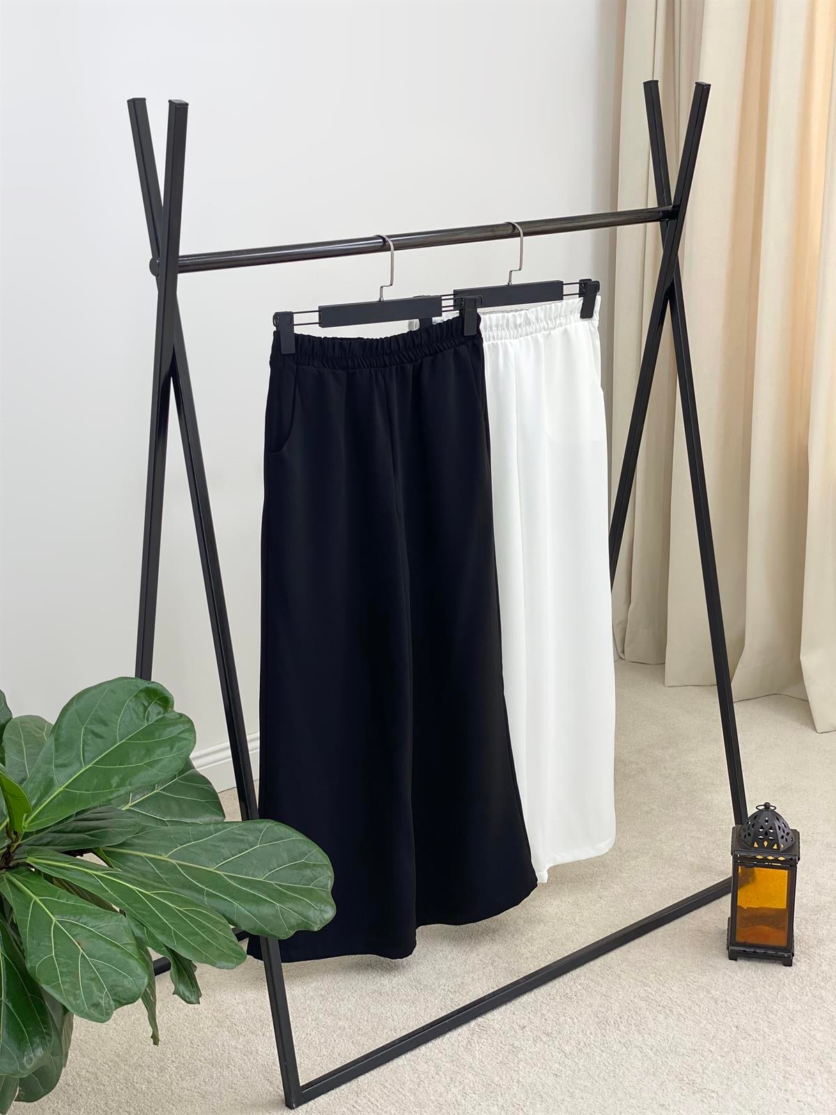Krep Kumaş Bol Paça Pantolon