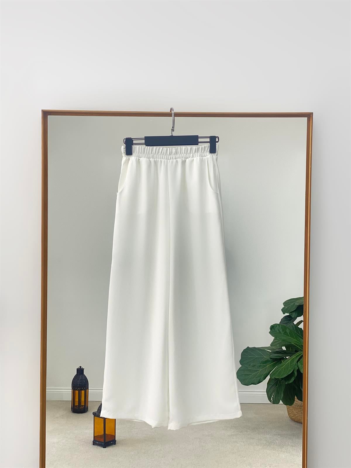 Krep Kumaş Bol Paça Pantolon