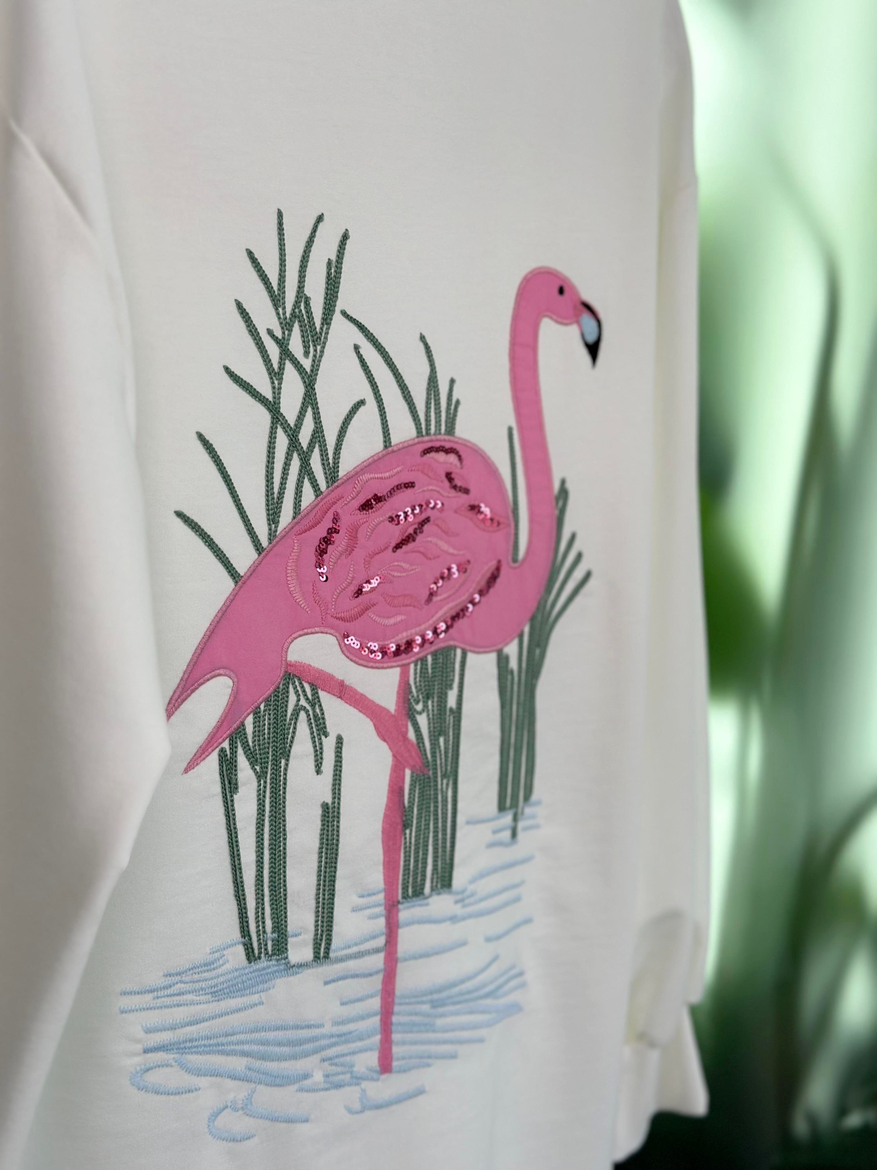 Kumaş Baskılı Ve Nakışlı Ekru Renk Kadın Sweatshirt 