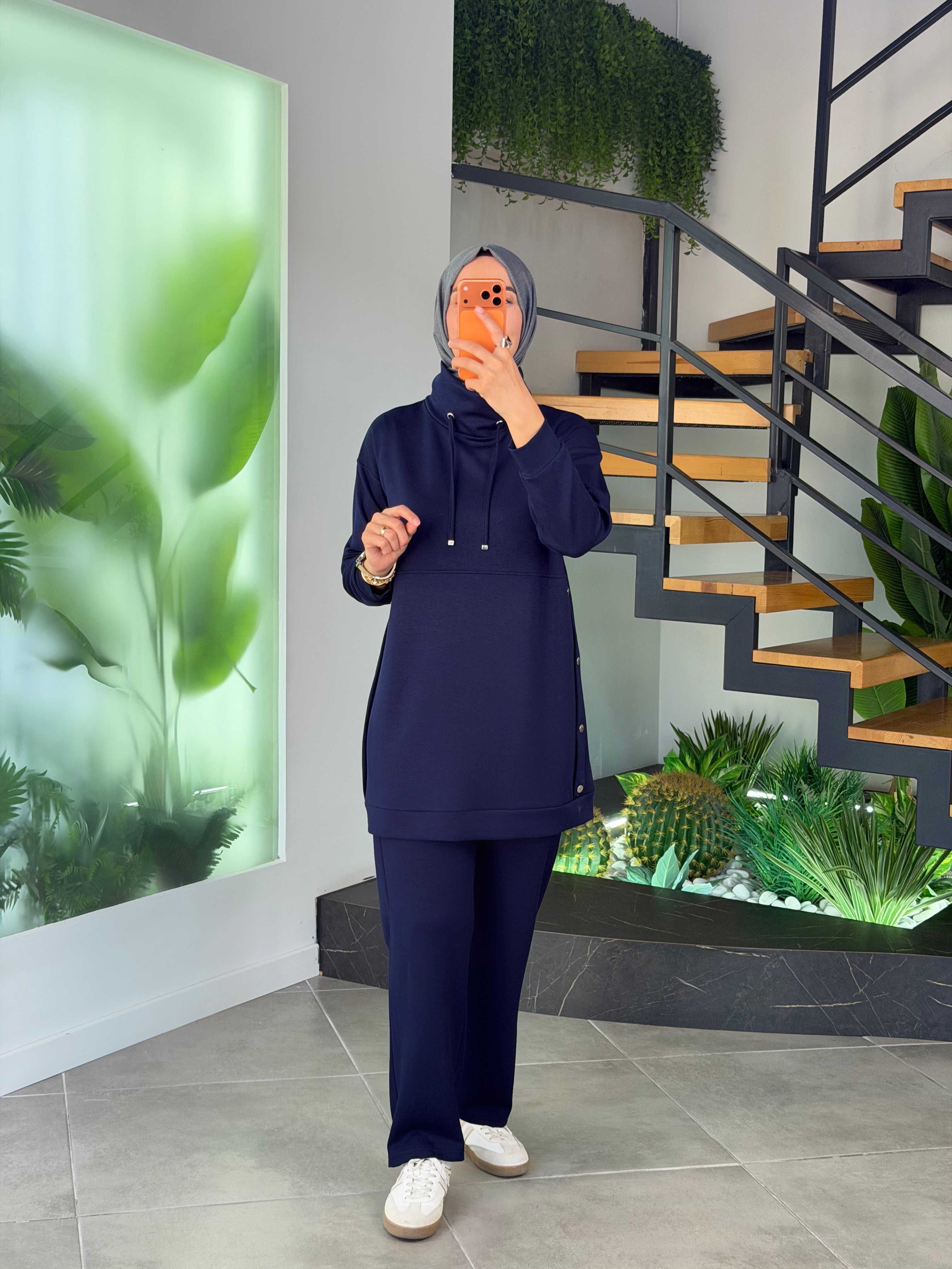 Lacivert Renk Çıtçıt Detaylı Oysho Takım