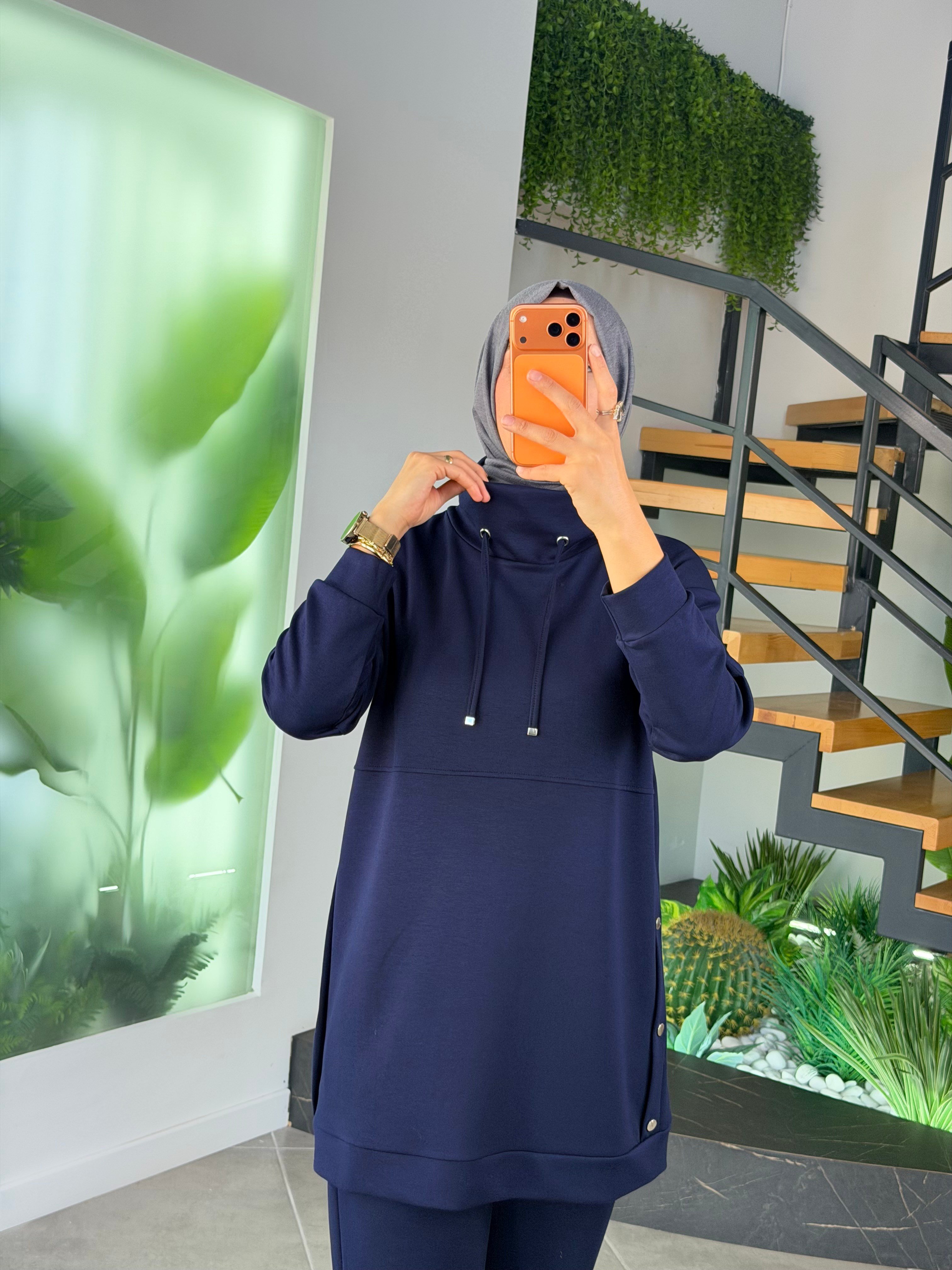 Lacivert Renk Çıtçıt Detaylı Oysho Takım