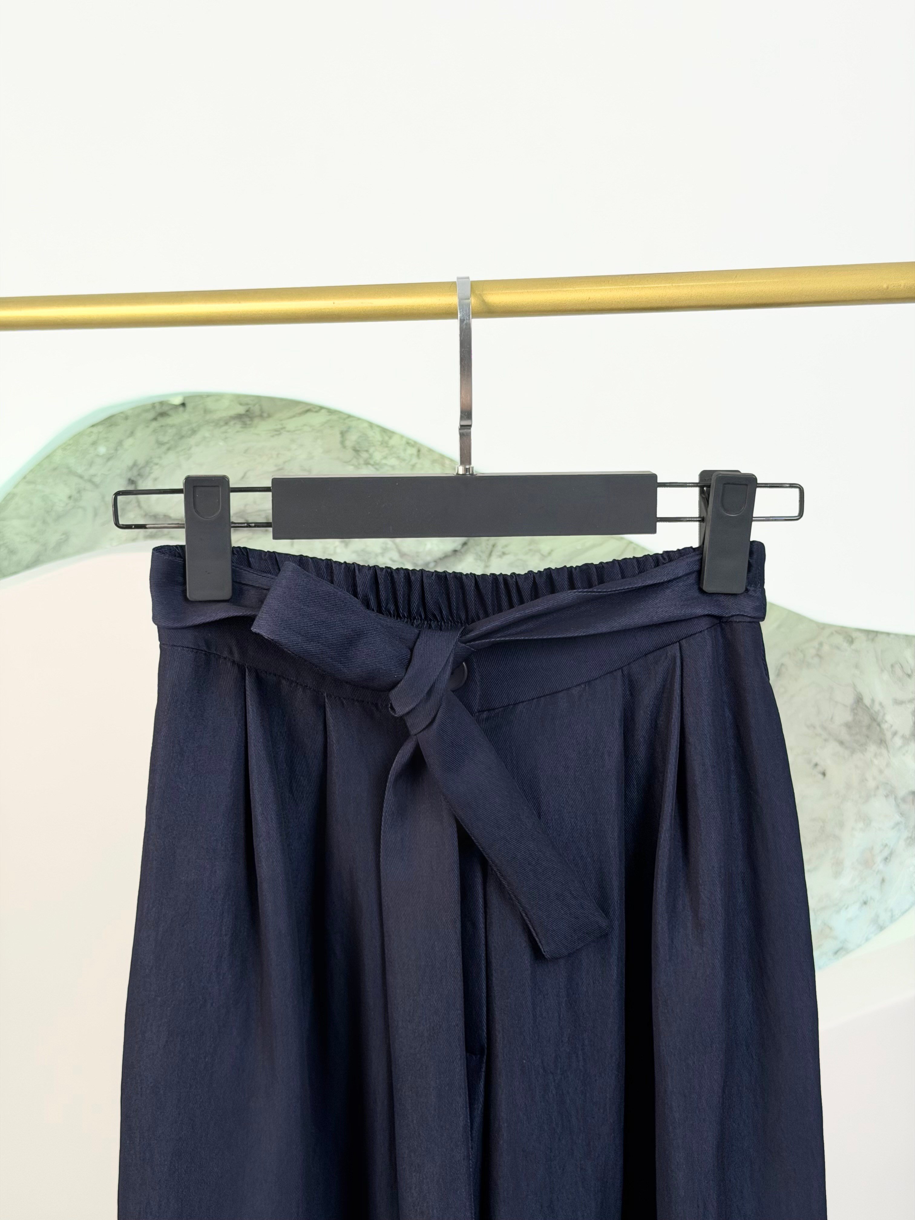 Lacivert Renk Denim Görünümlü Palazzo Pantolon