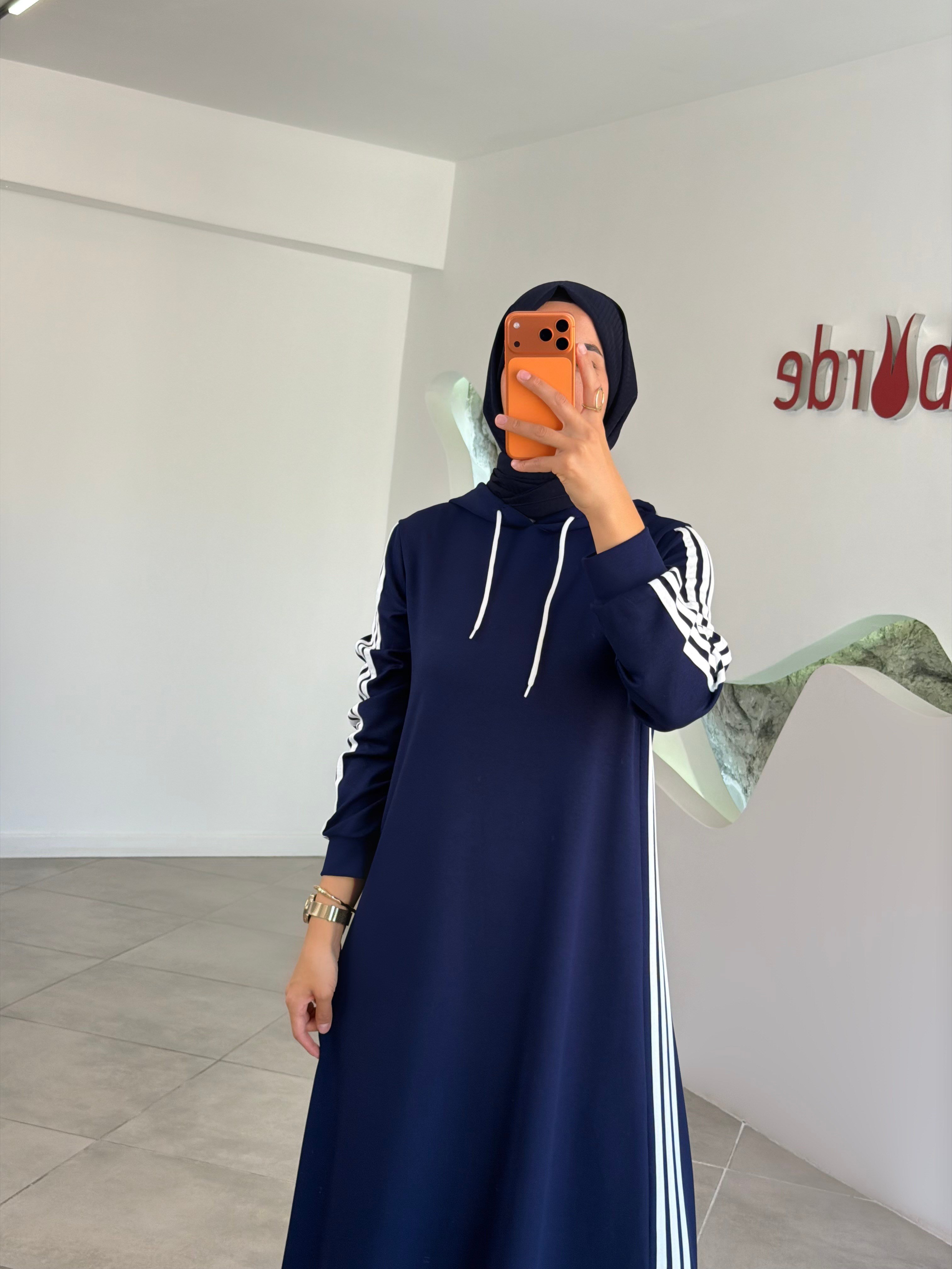 Lacivert Renk Oysho Kumaş Şerit Detaylı Elbise