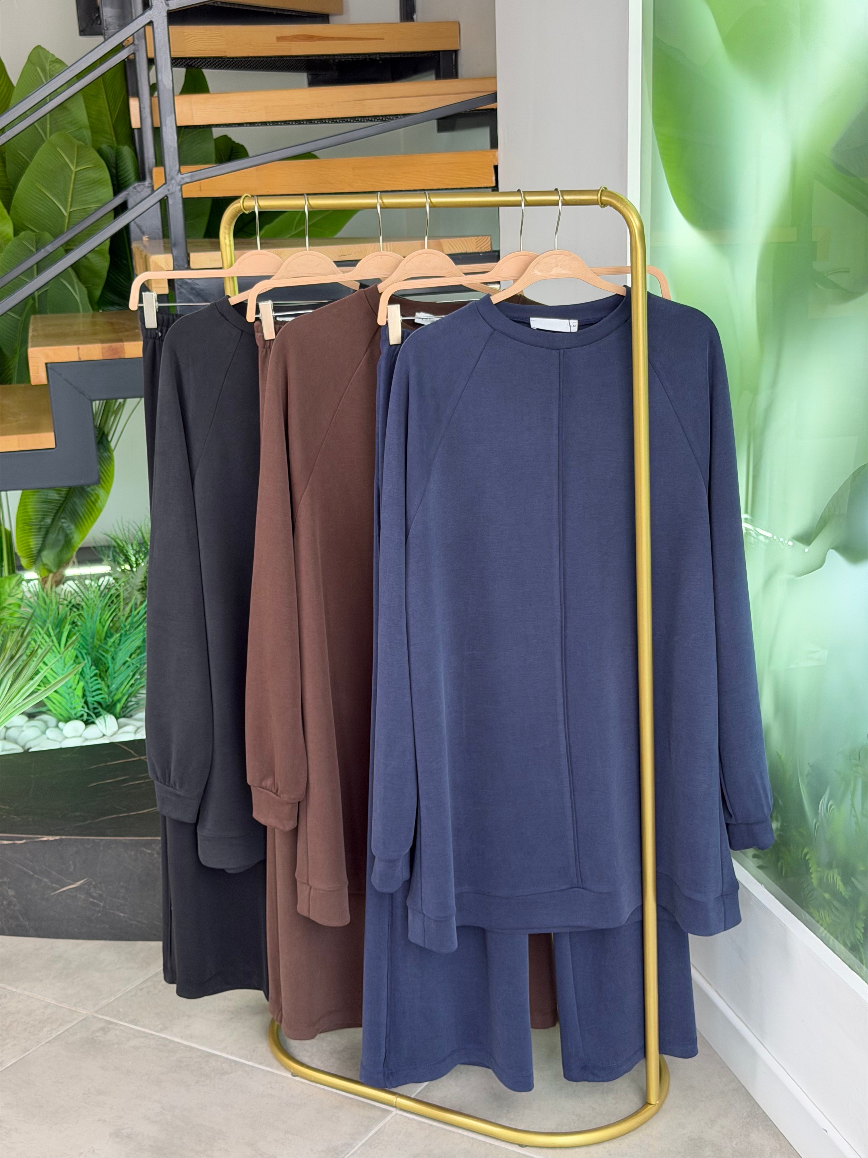 Lacivert Renk Reglan Kol Pike Kumaş Basic Takım