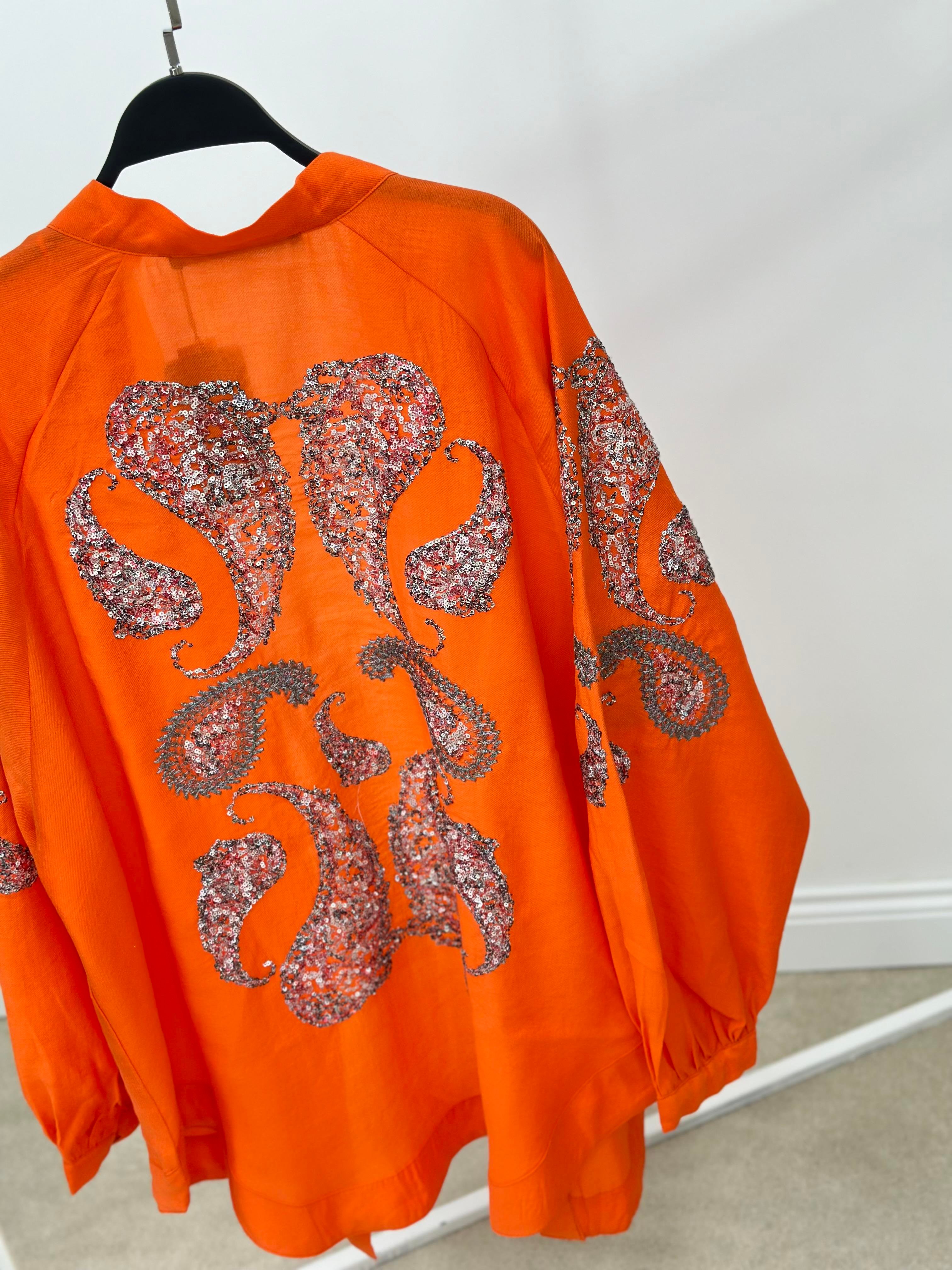 Natural Kumaş Nakışlı Ve Pul İşlemeli Kimono