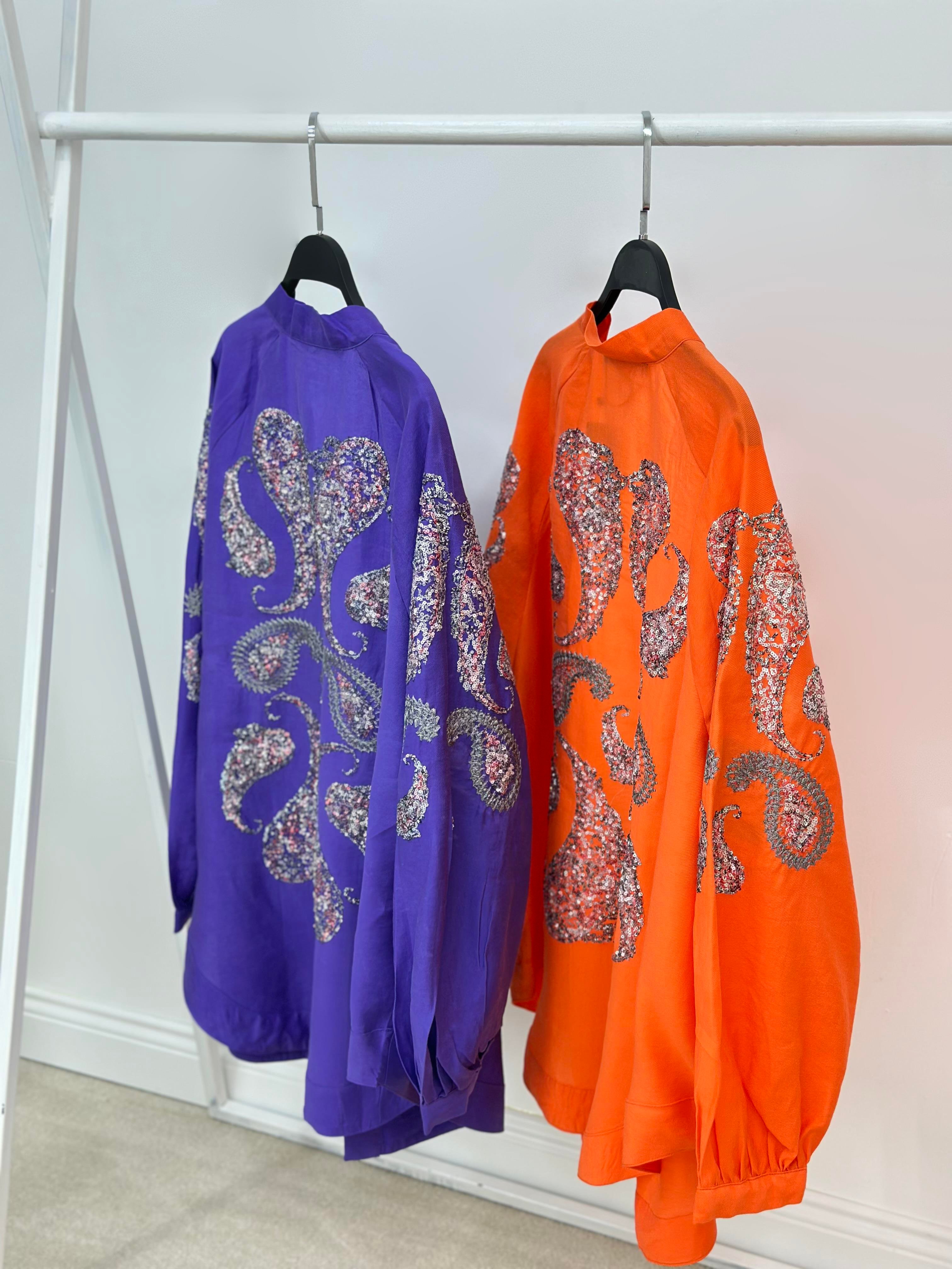 Natural Kumaş Nakışlı Ve Pul İşlemeli Kimono