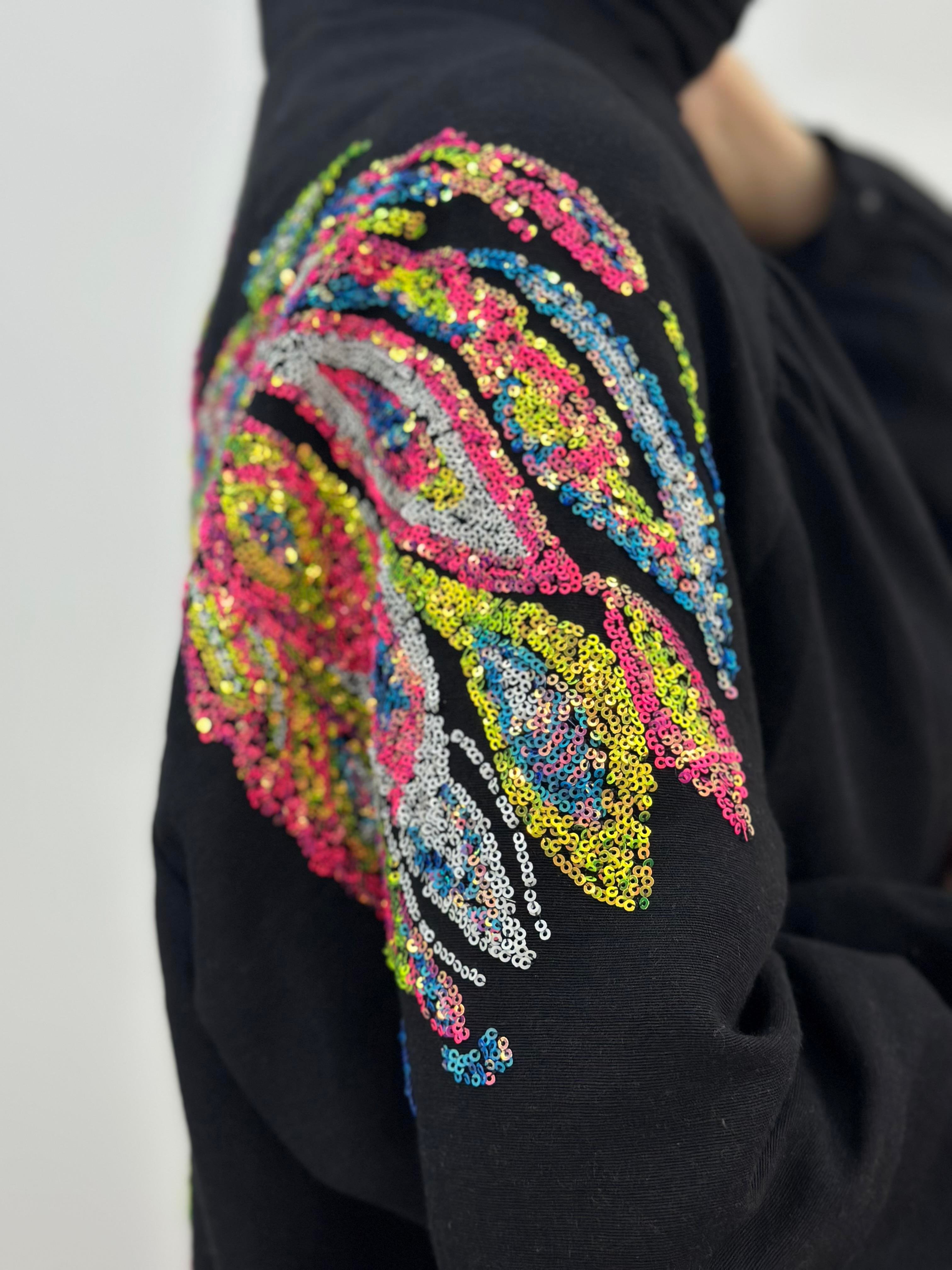 Natural Kumaş Nakışlı Ve Pul İşlemeli Kimono