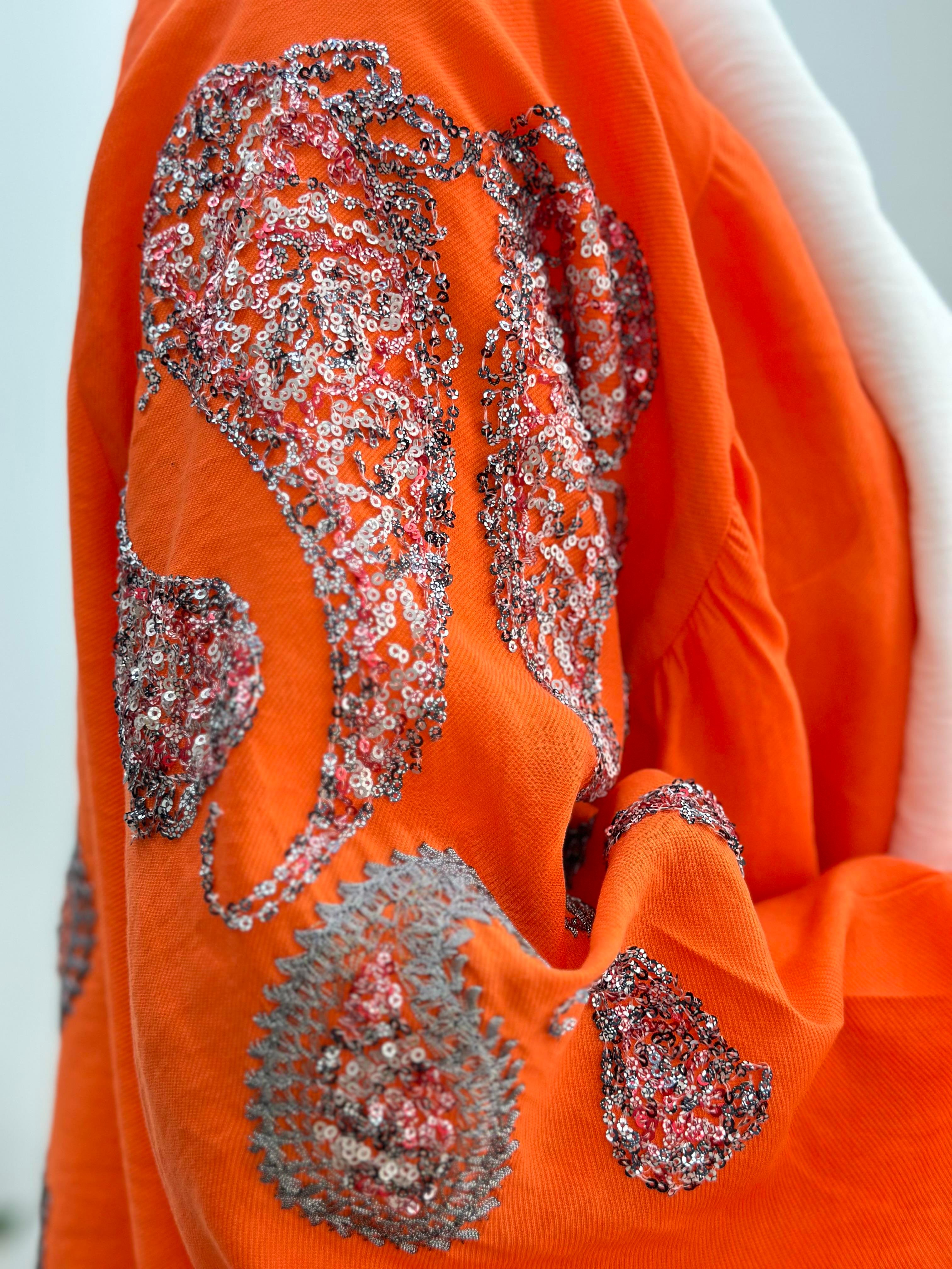 Natural Kumaş Nakışlı Ve Pul İşlemeli Kimono
