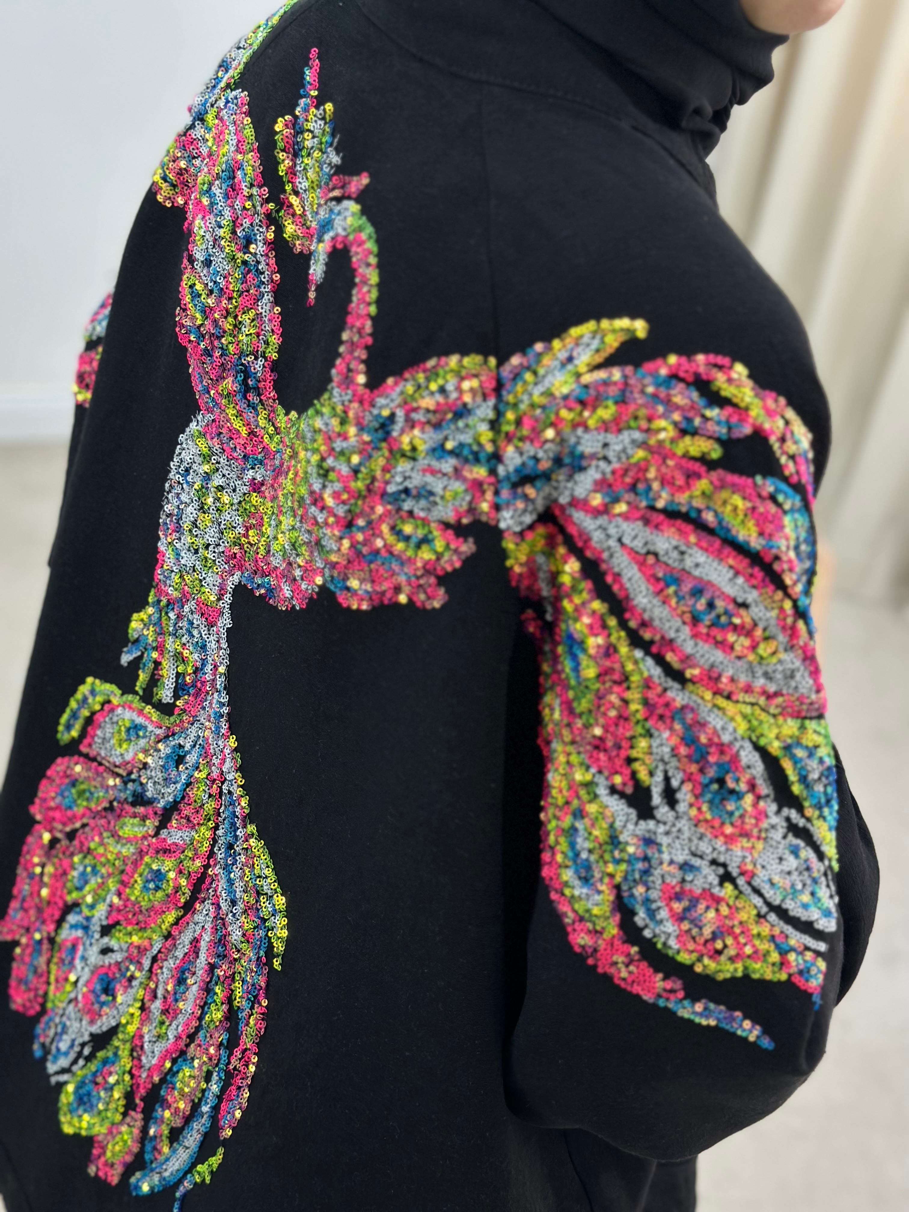 Natural Kumaş Nakışlı Ve Pul İşlemeli Kimono