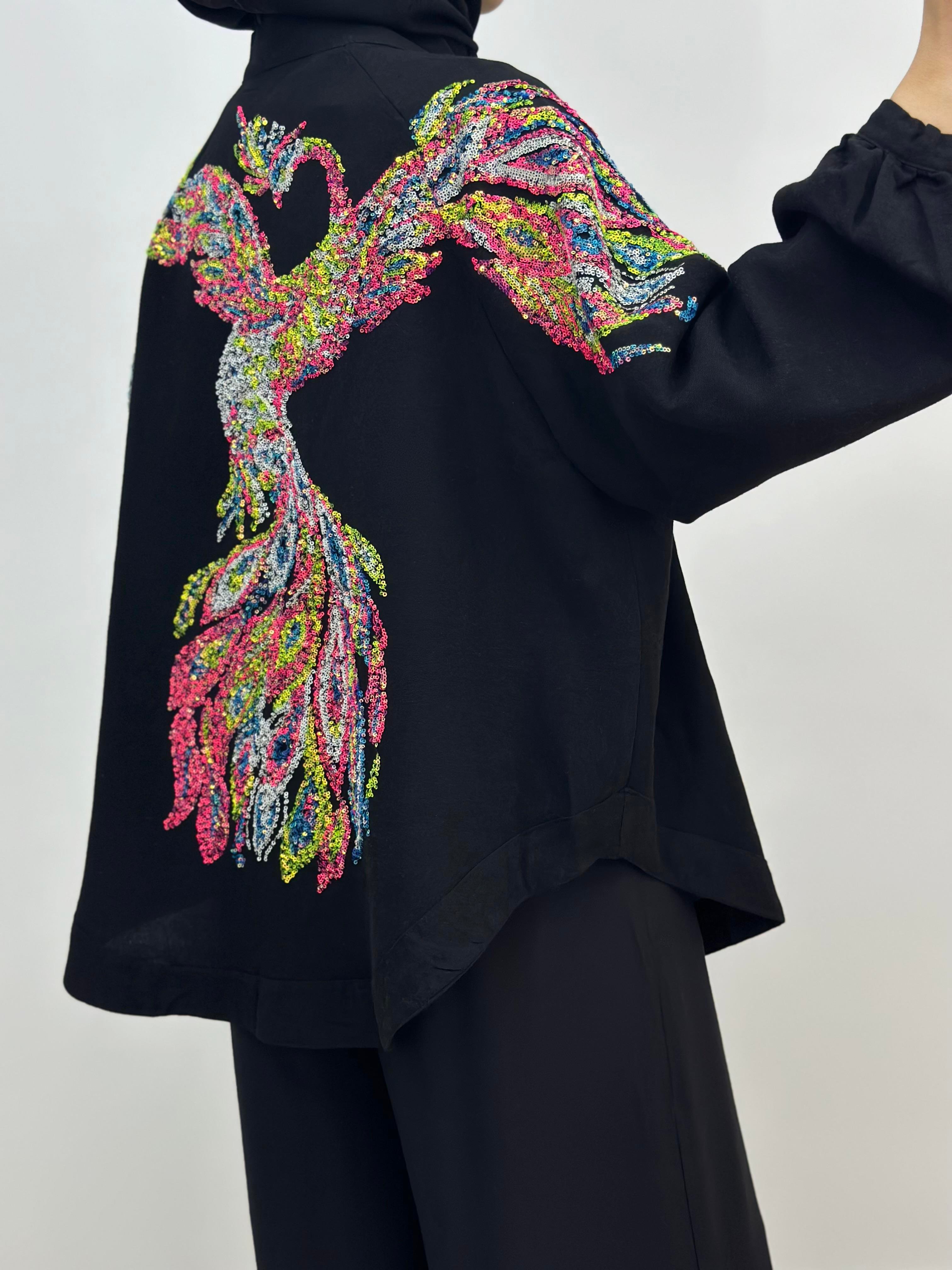 Natural Kumaş Nakışlı Ve Pul İşlemeli Kimono
