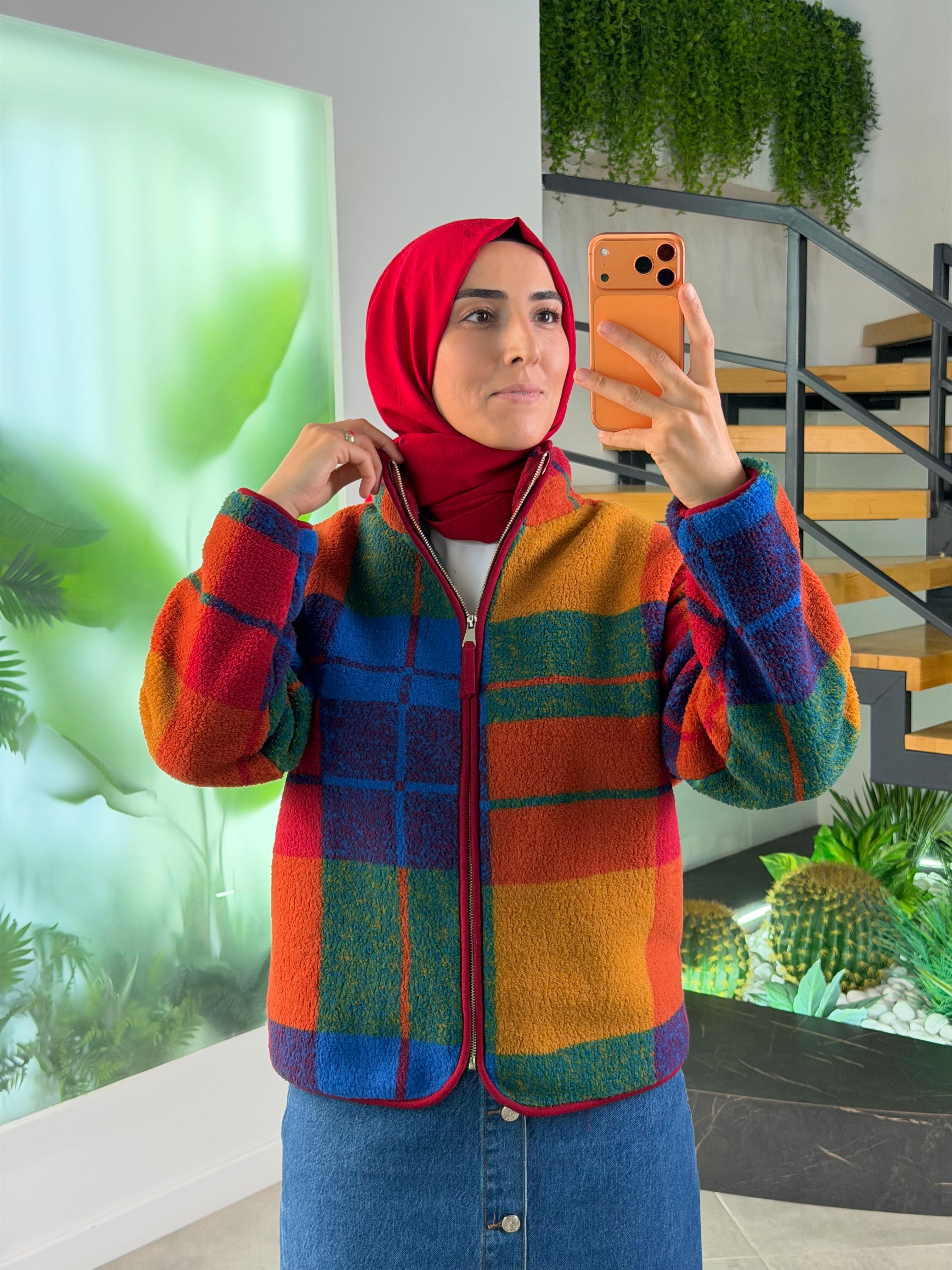 Orjinal Renk  Fermuarlı Polar Basic Ceket