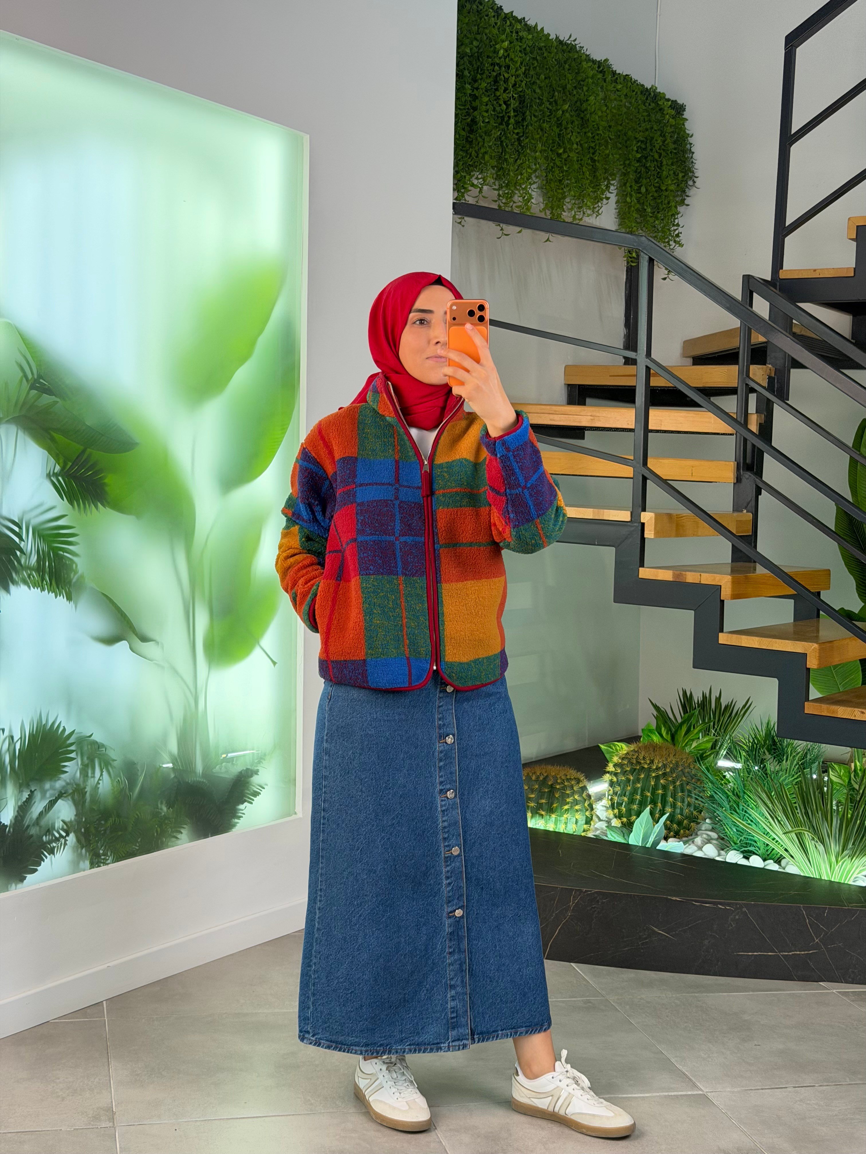Orjinal Renk  Fermuarlı Polar Basic Ceket