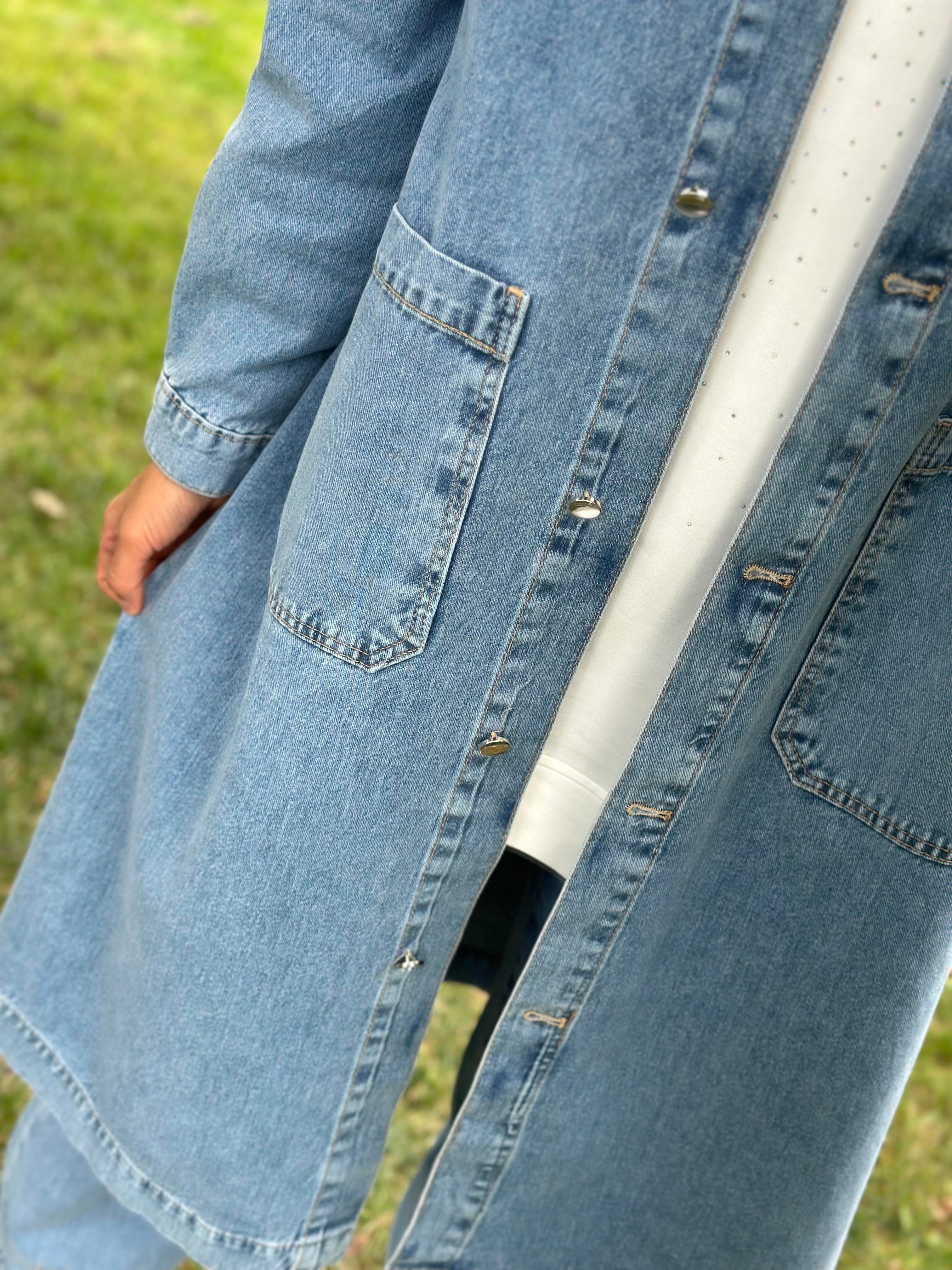 Oversize Uzun Denim Ceket 