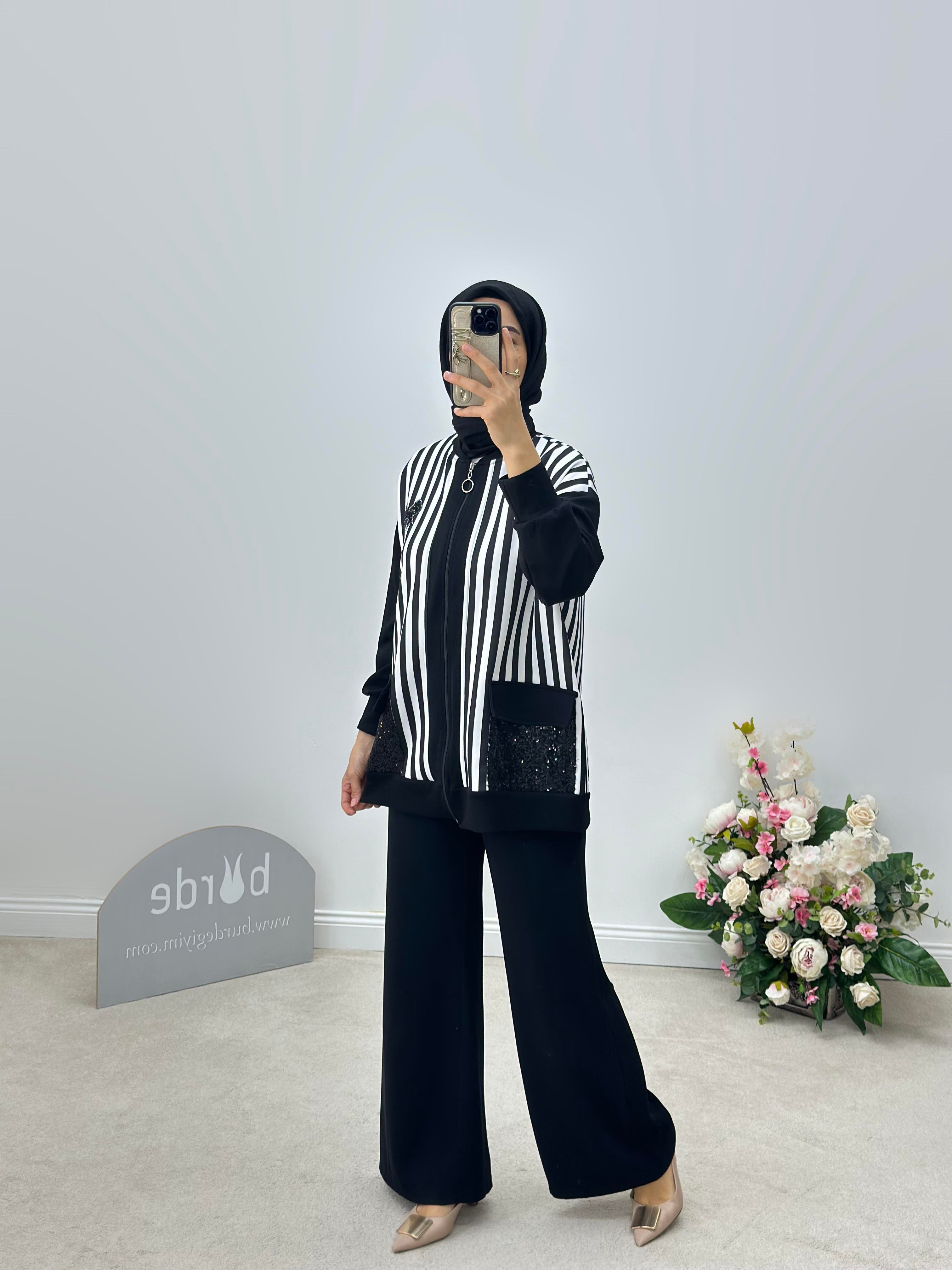 Payet Detaylı Scuba Ceket