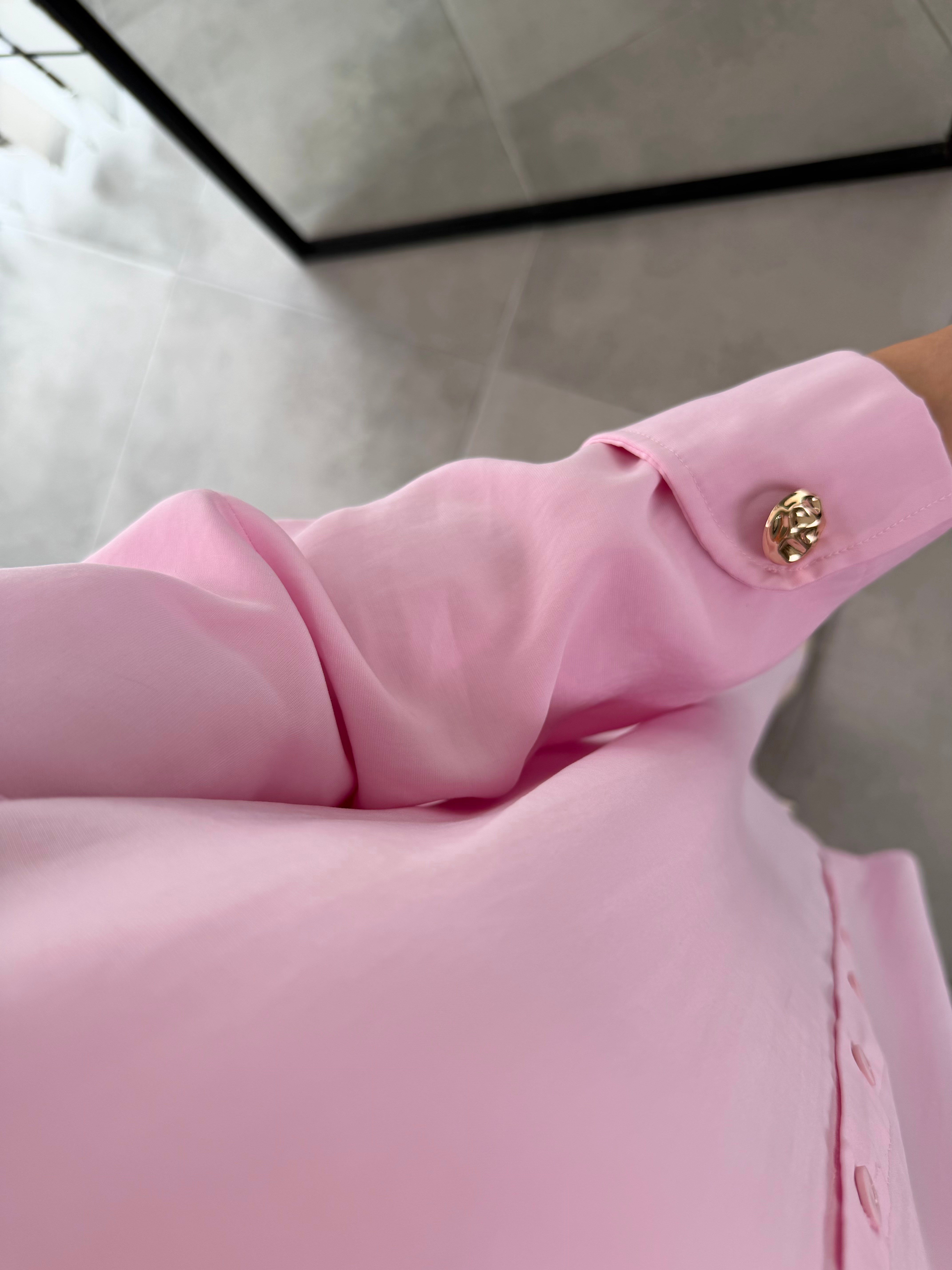 Pembe Renk Kol Manşet Detaylı Gömlek Tunik