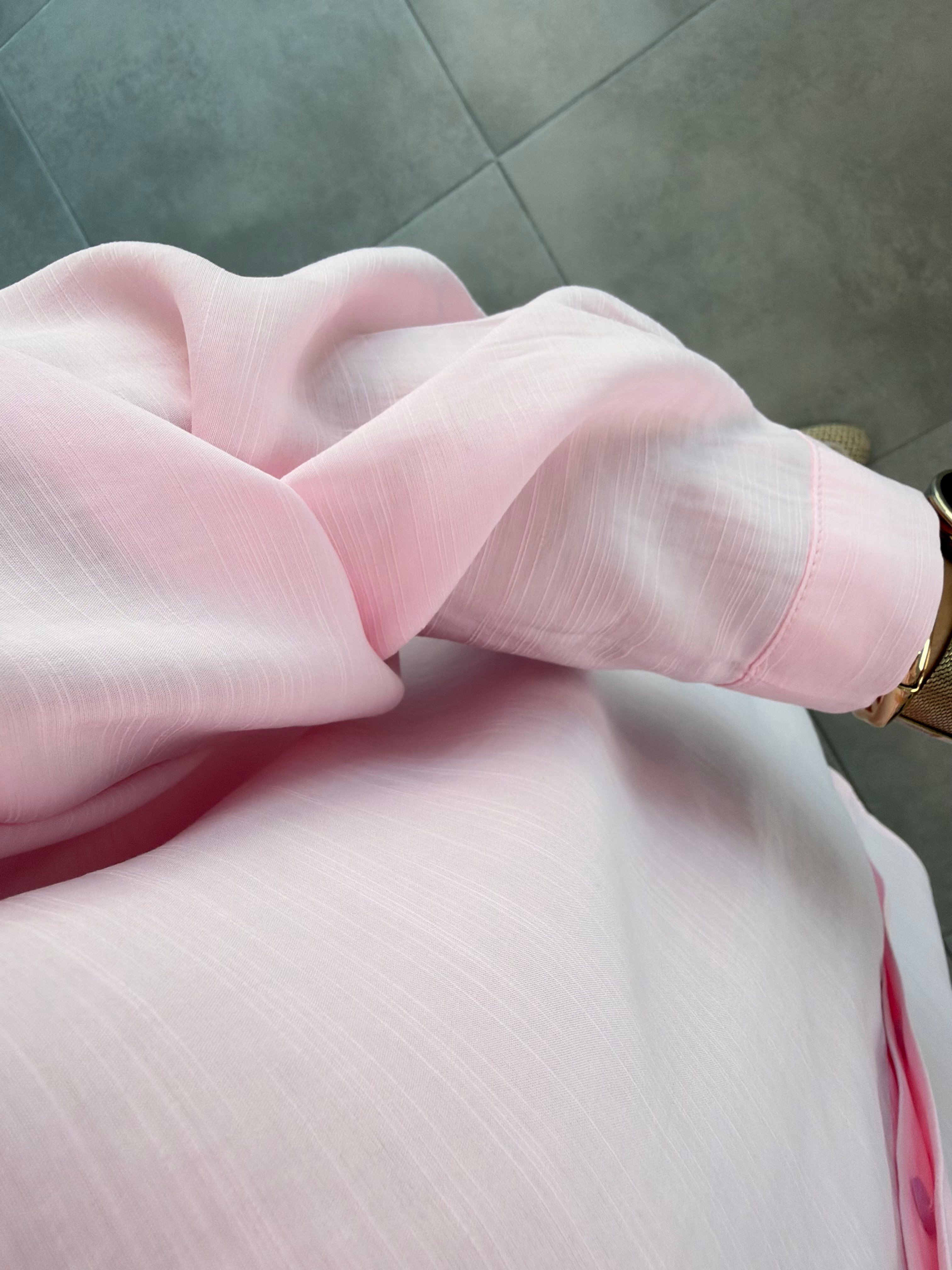 Pembe Renk Rayon Kumaş Basic Gömlek