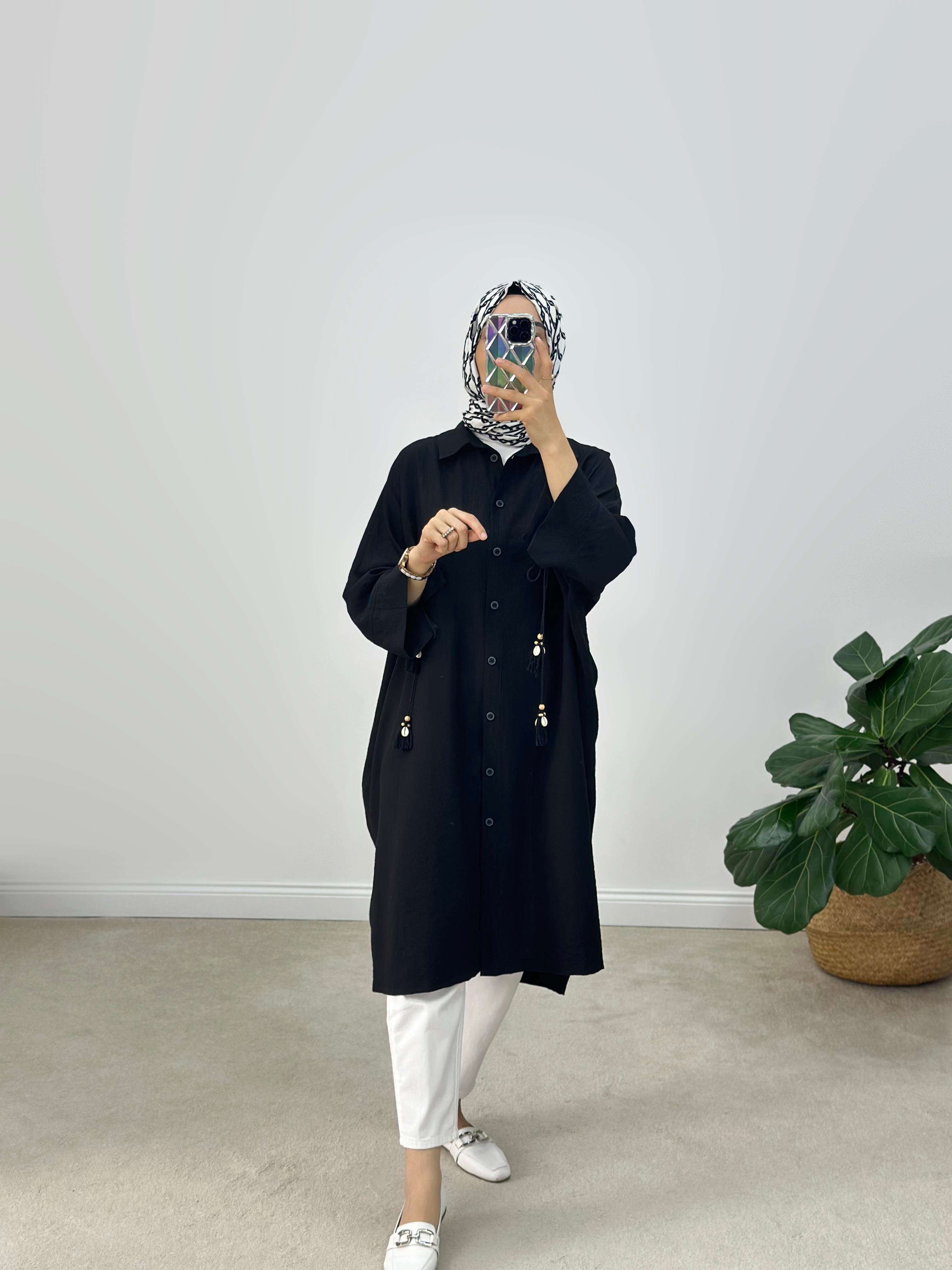 Püskül Detaylı Oversize Gömlek
