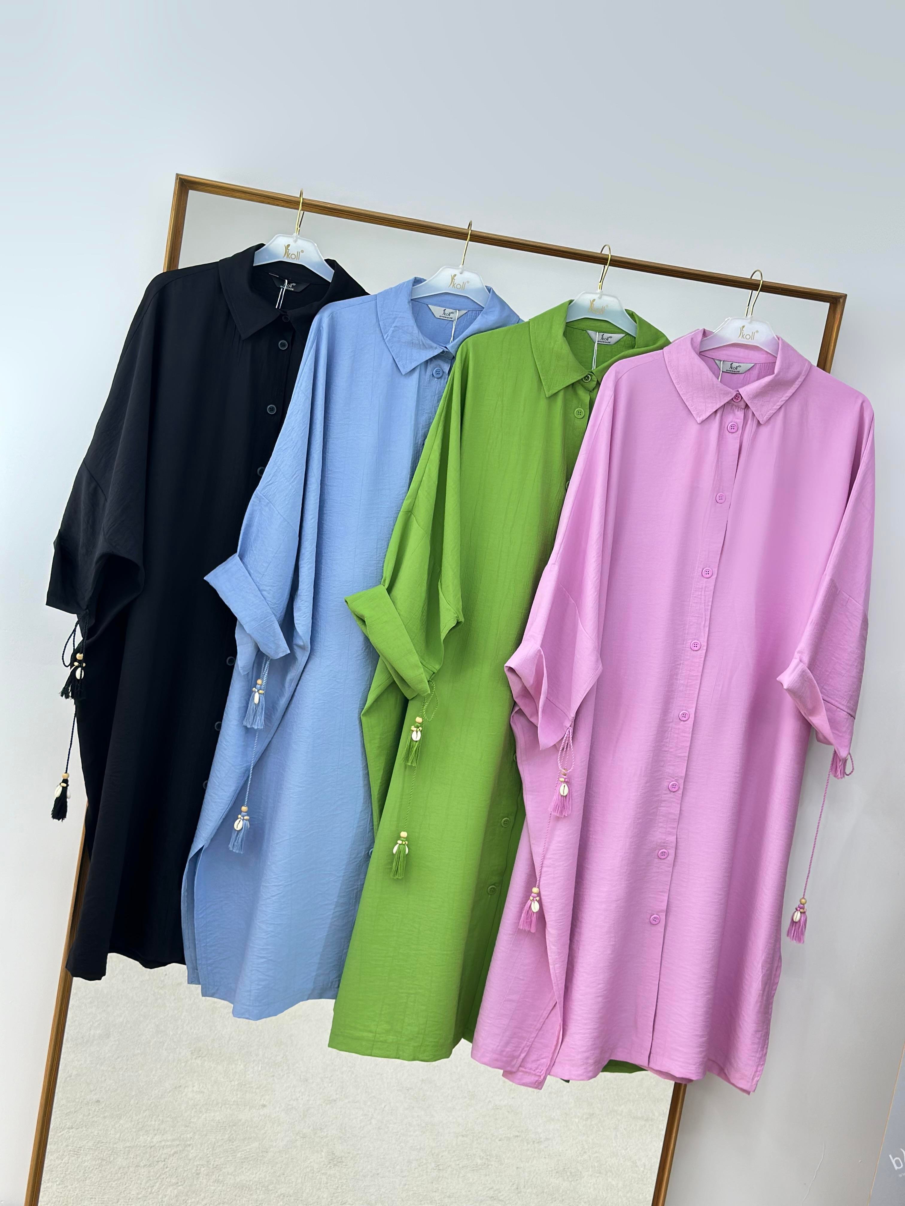 Püskül Detaylı Oversize Gömlek