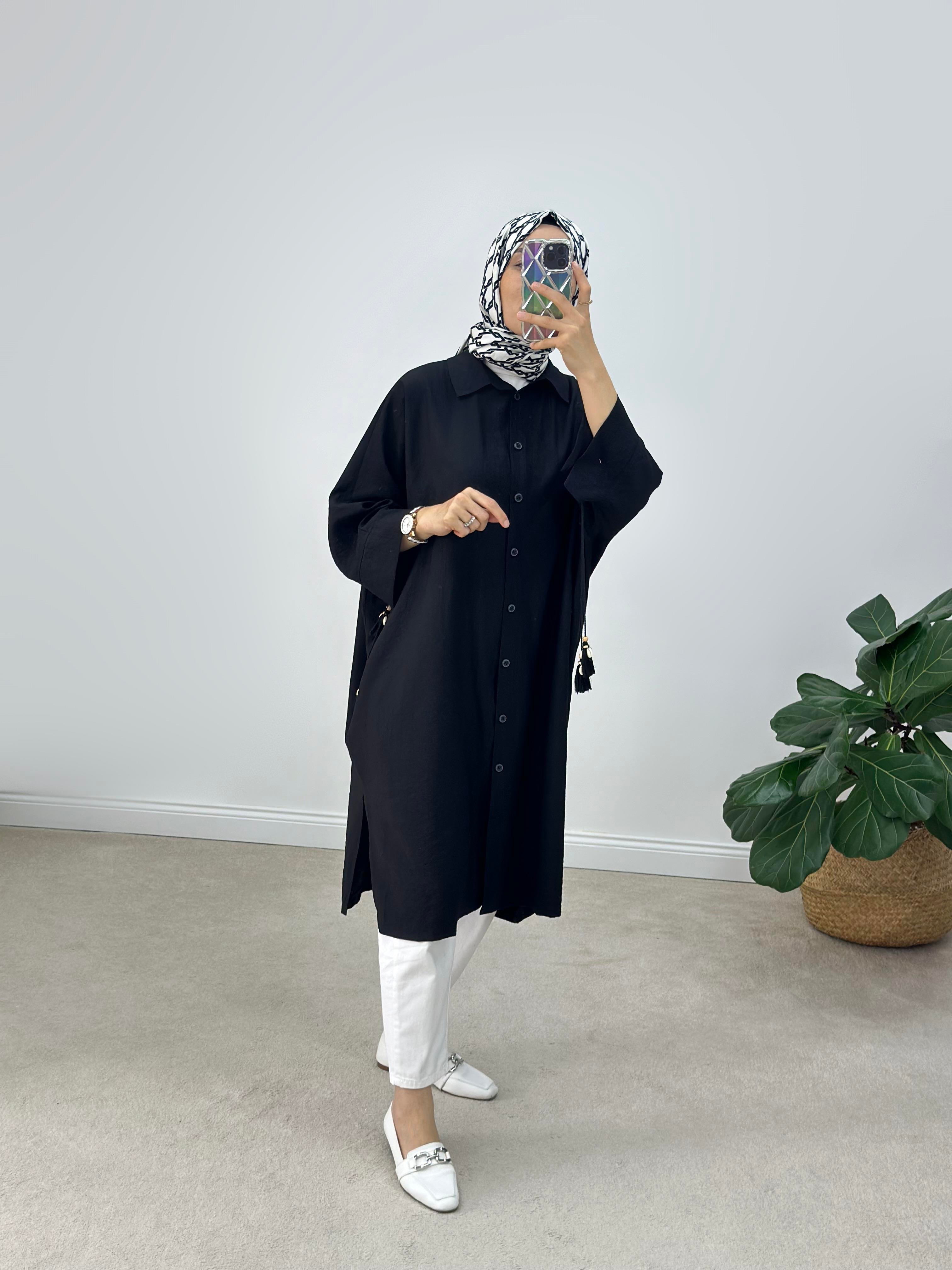 Püskül Detaylı Oversize Gömlek