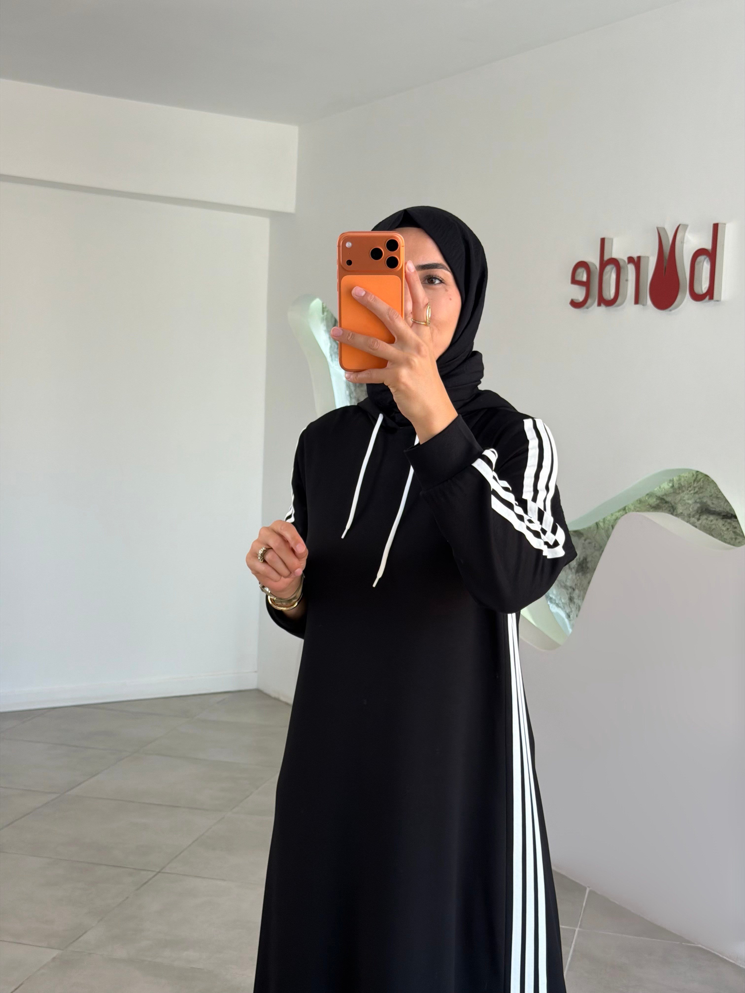 Siyah Renk Oysho Kumaş Şerit Detaylı Elbise