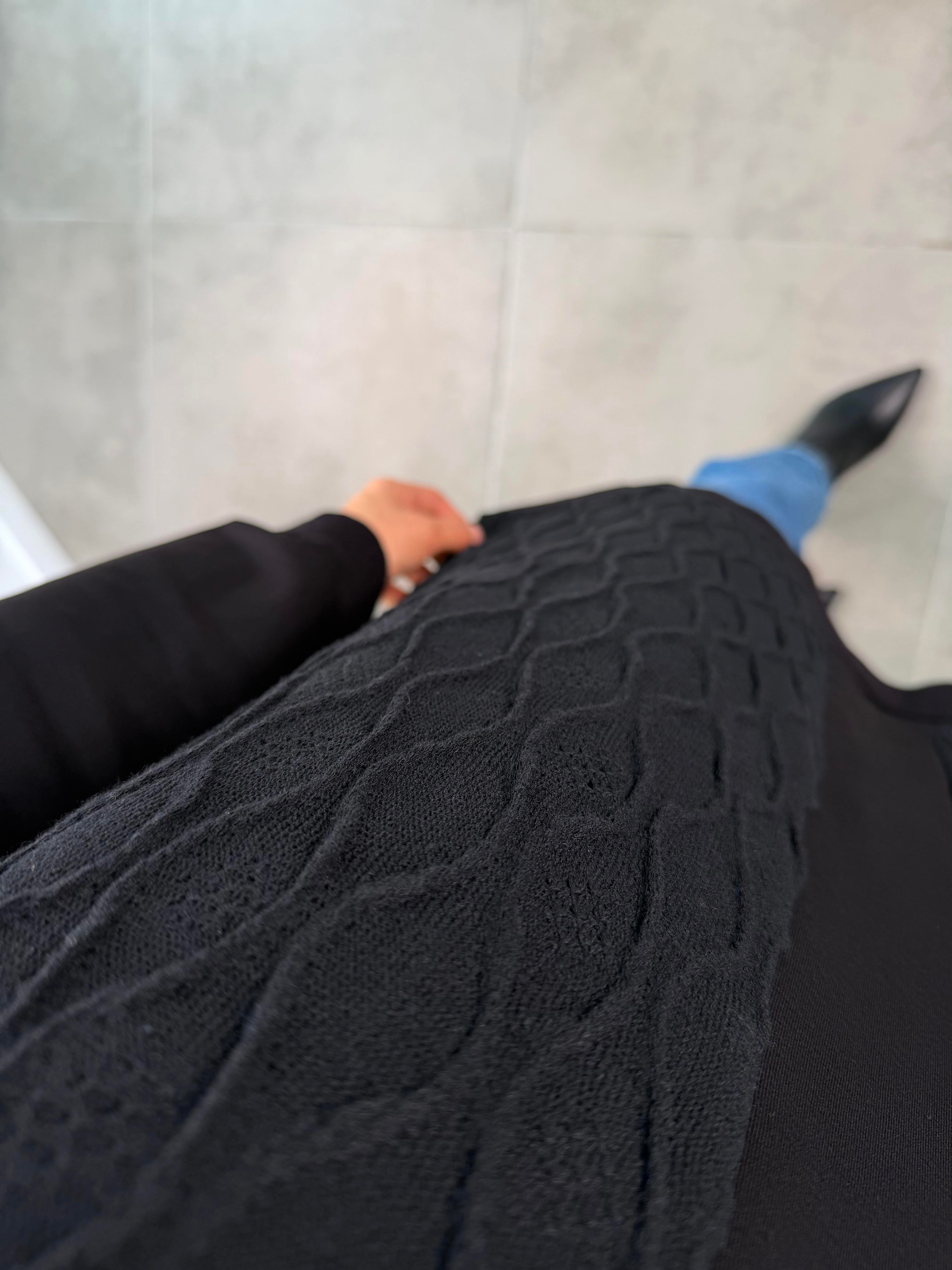 Siyah Renk Triko Garnili Sweat