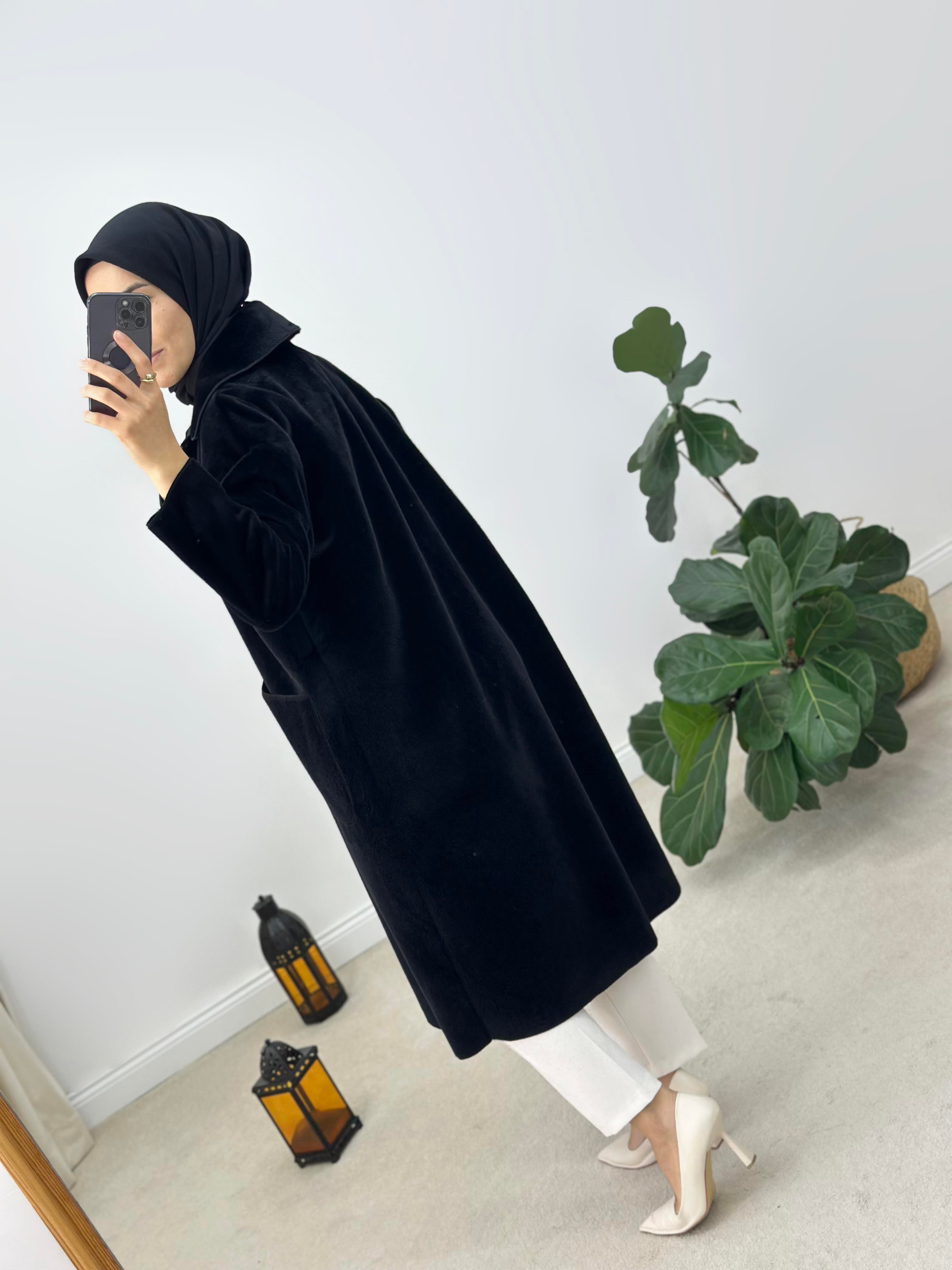 Suni Kürk Kumaş Oversize Kaban
